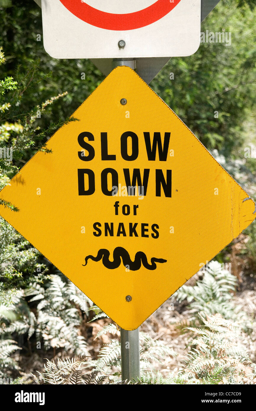 snake warning sign Australia Stock Photo