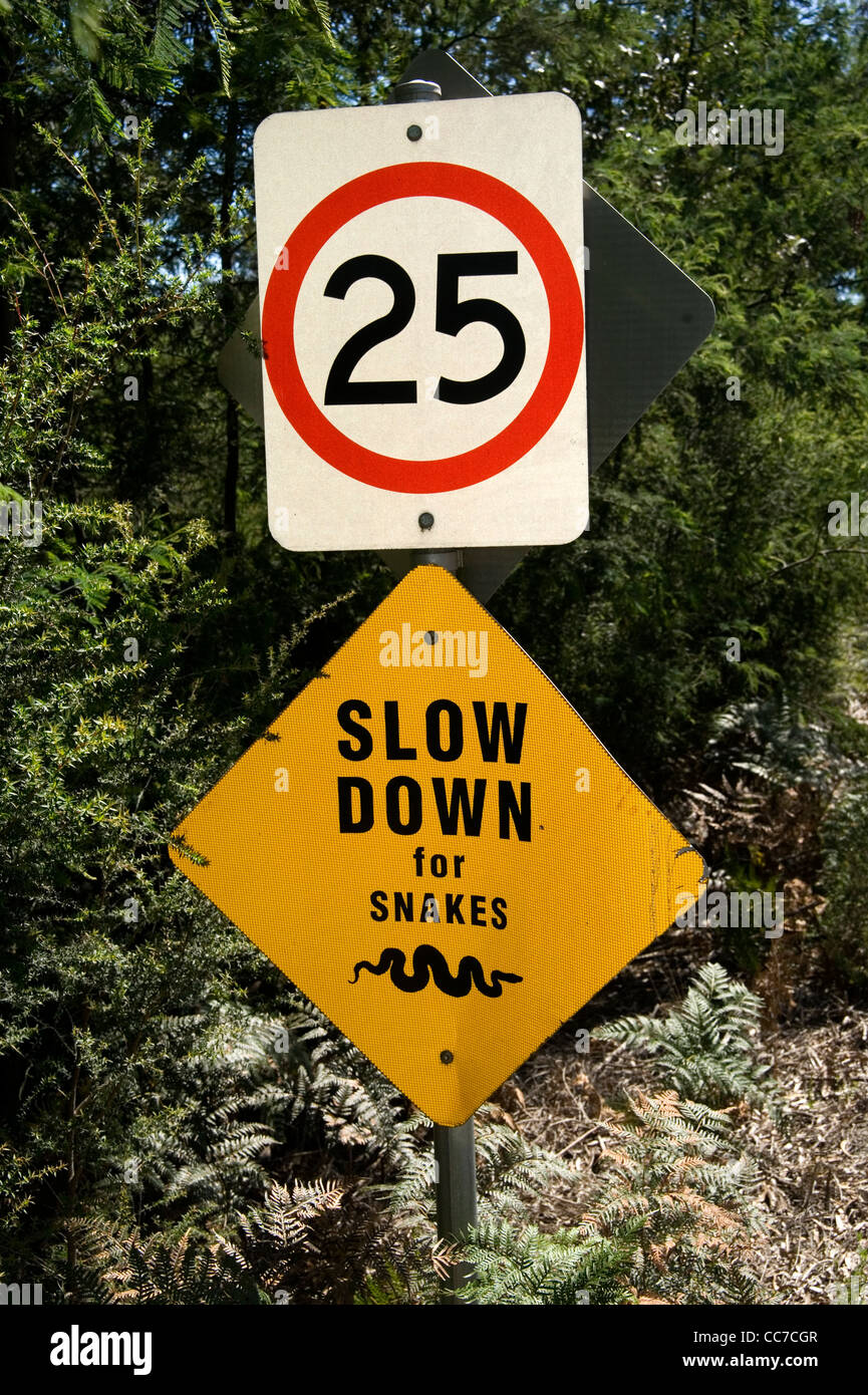 snake warning sign Australia Stock Photo