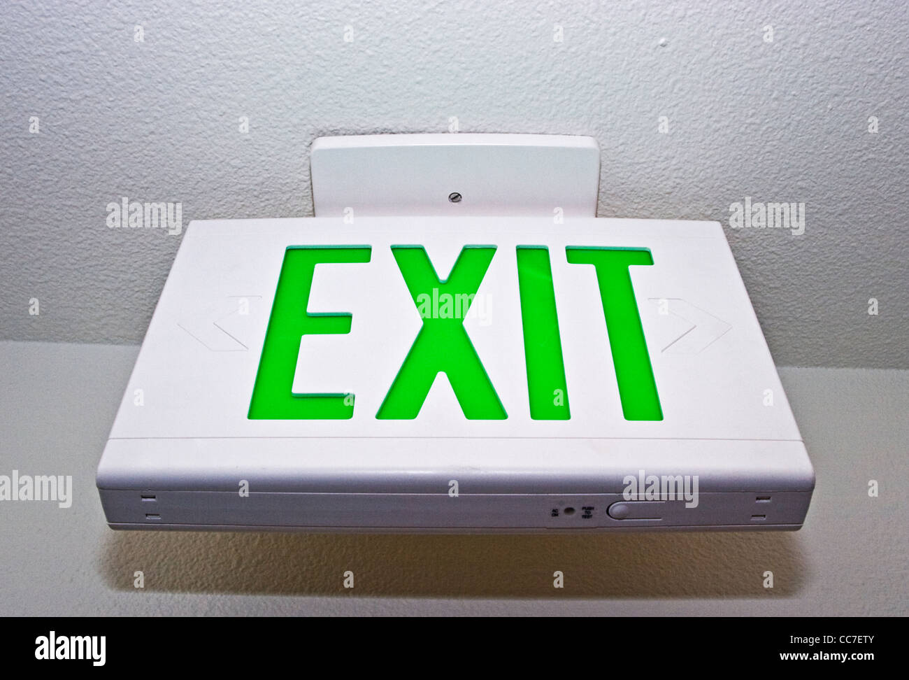 Exit Sign Mounted On Ceiling In Hallway Stock Photo 41961947 Alamy