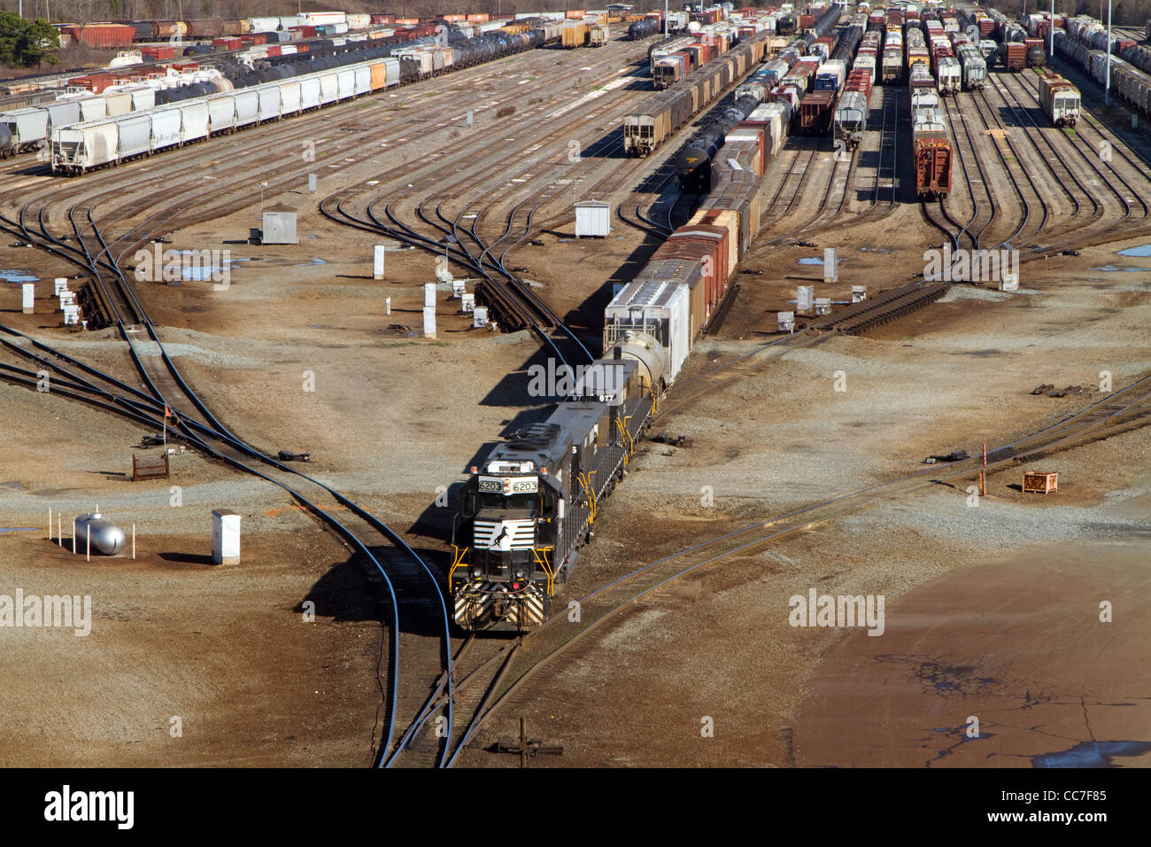 Large Railroad Classification Hump Yard Stock Photo