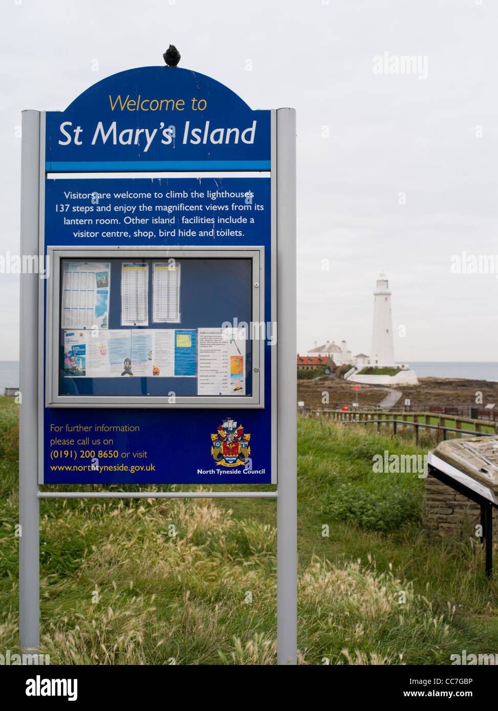 St. Mary's Island and Lighthouse Tyne and Wear Stock Photo