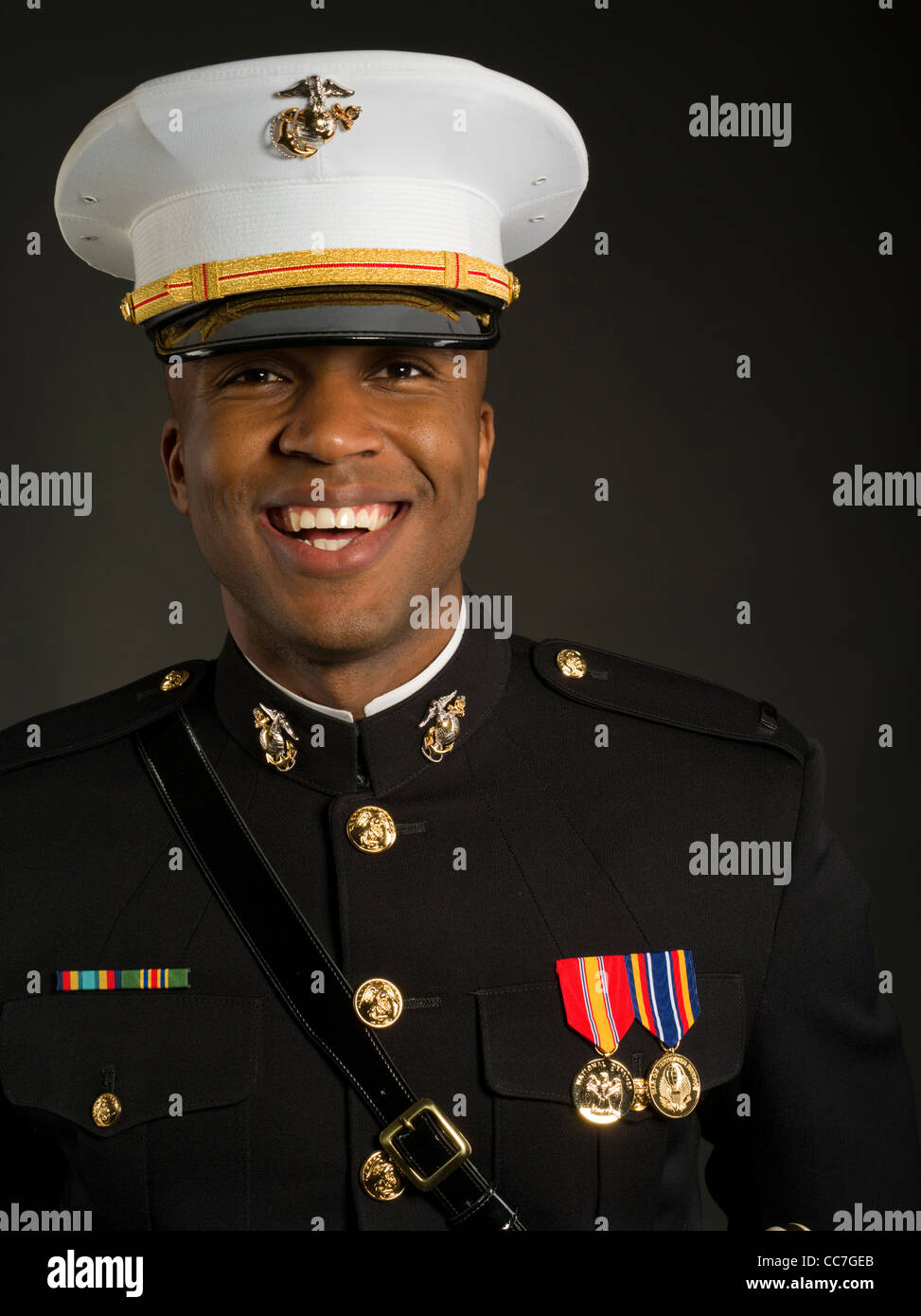 United States Marine Corps Officer In Blue Dress A Uniform Including CC7GEB 