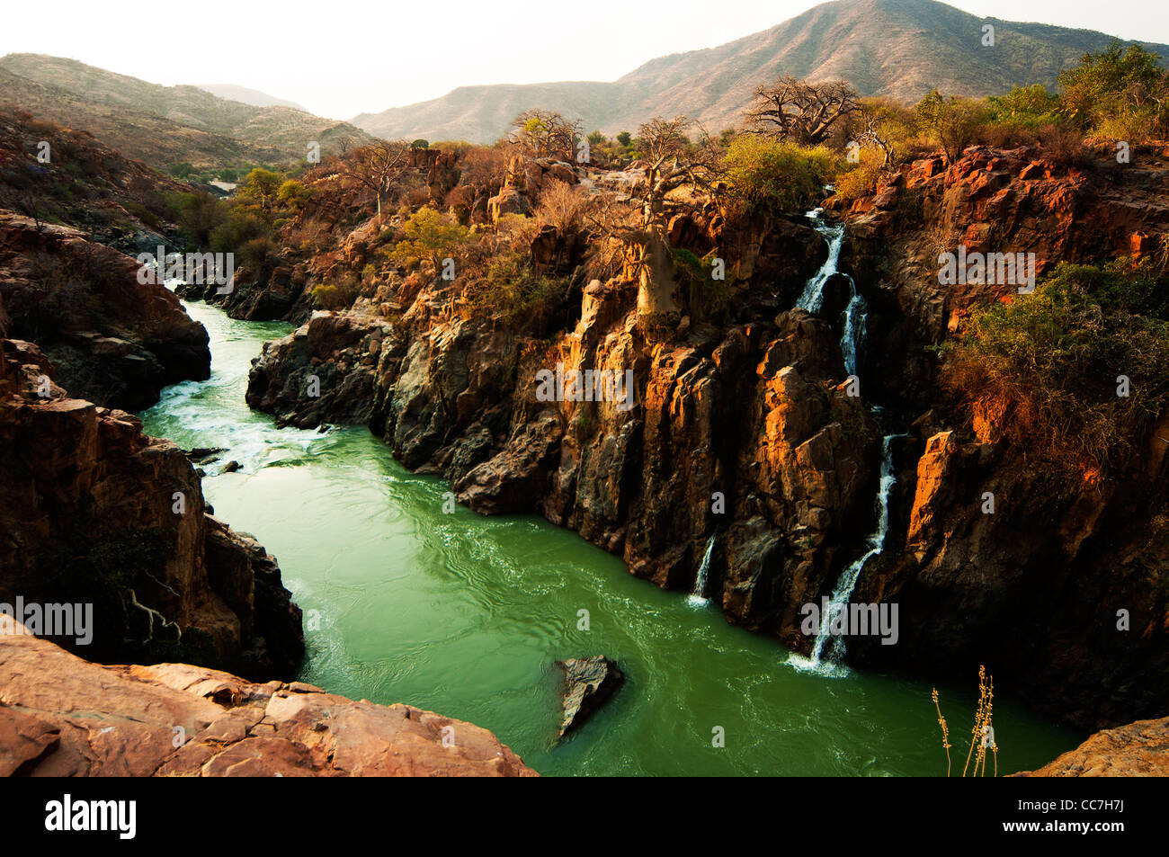 Epupa Falls on the Kunene River, northern Namibia Stock Photo