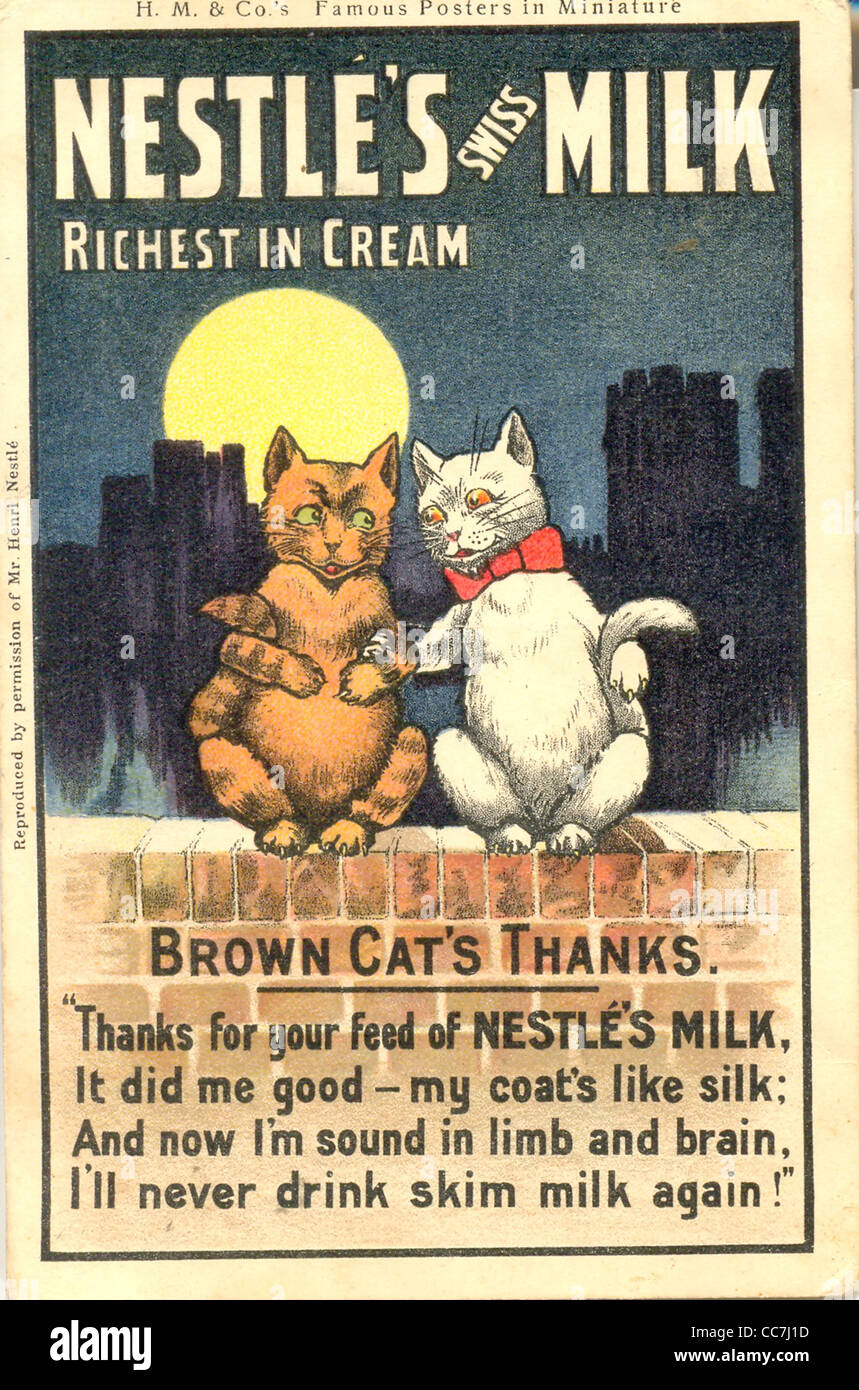 Comic postcard advertising Nestle's Swiss Milk Stock Photo