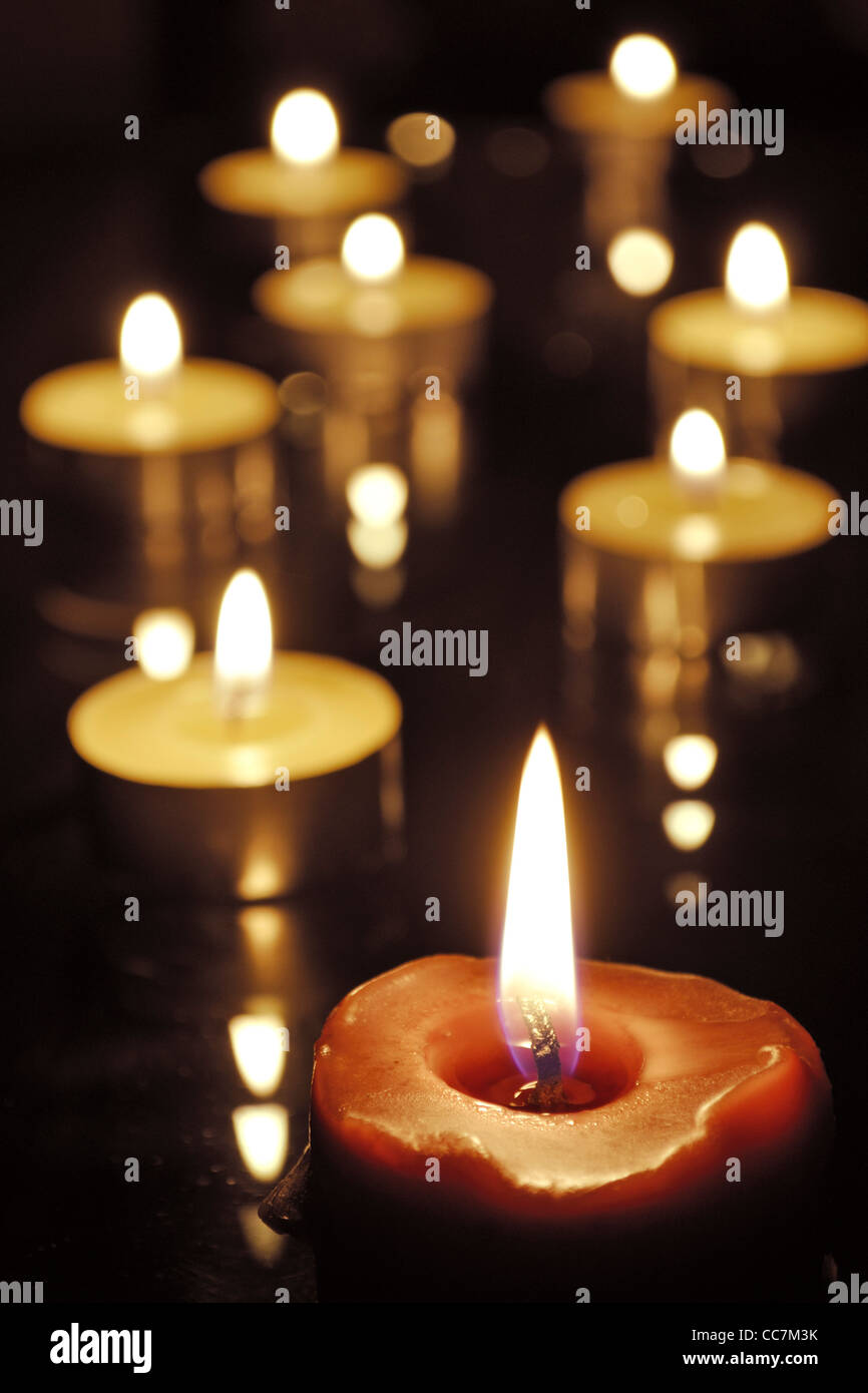 many candles lights background, Stock Photo