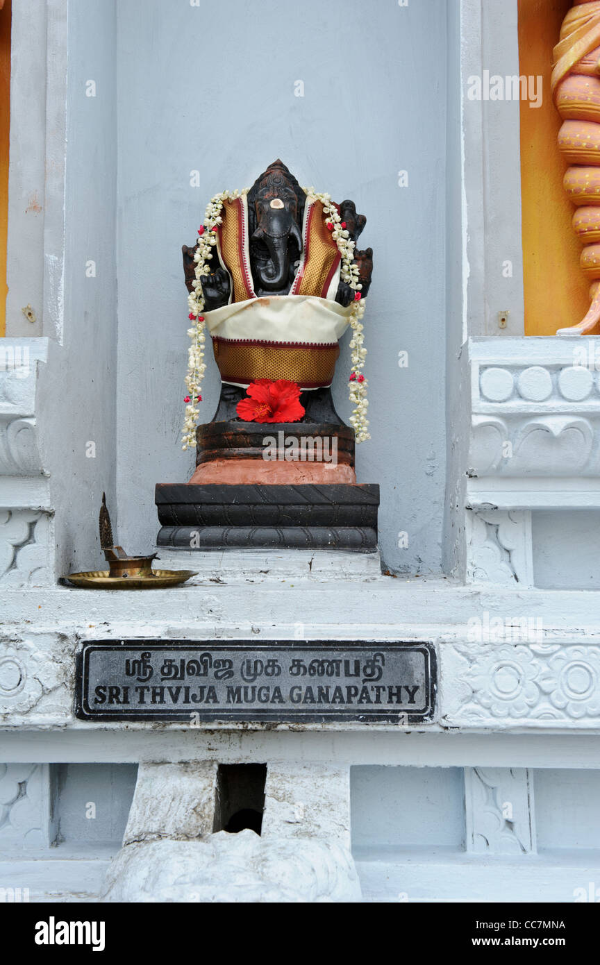 Small godly elephant statue, Sri Senpaga Vinayagar Temple, Singapore. Stock Photo