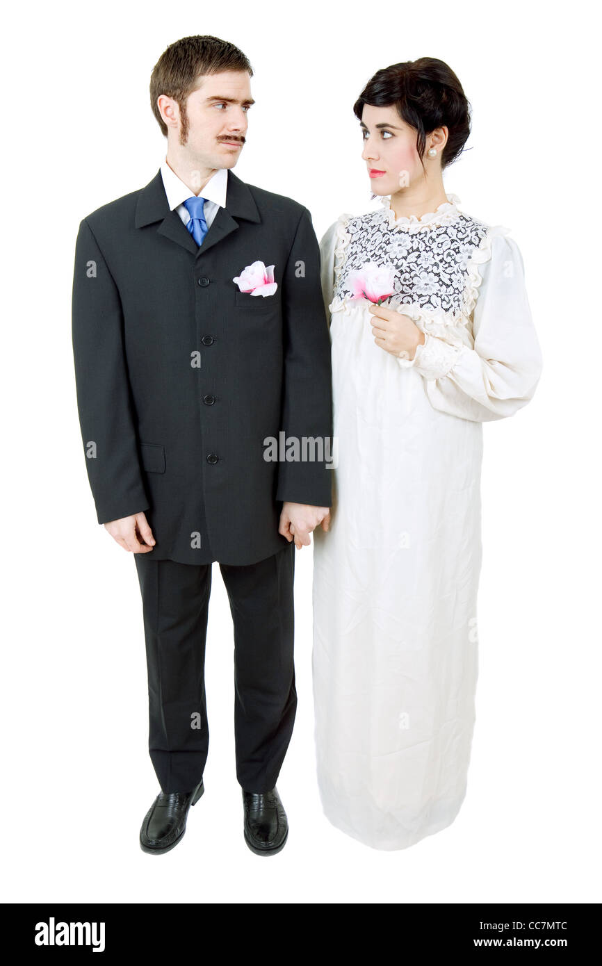 vintage couple in there wedding, isolated on white Stock Photo - Alamy