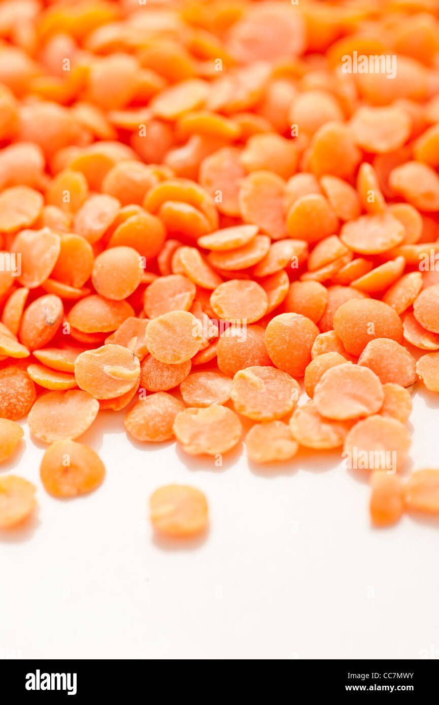Close up of organic Red lentils Stock Photo