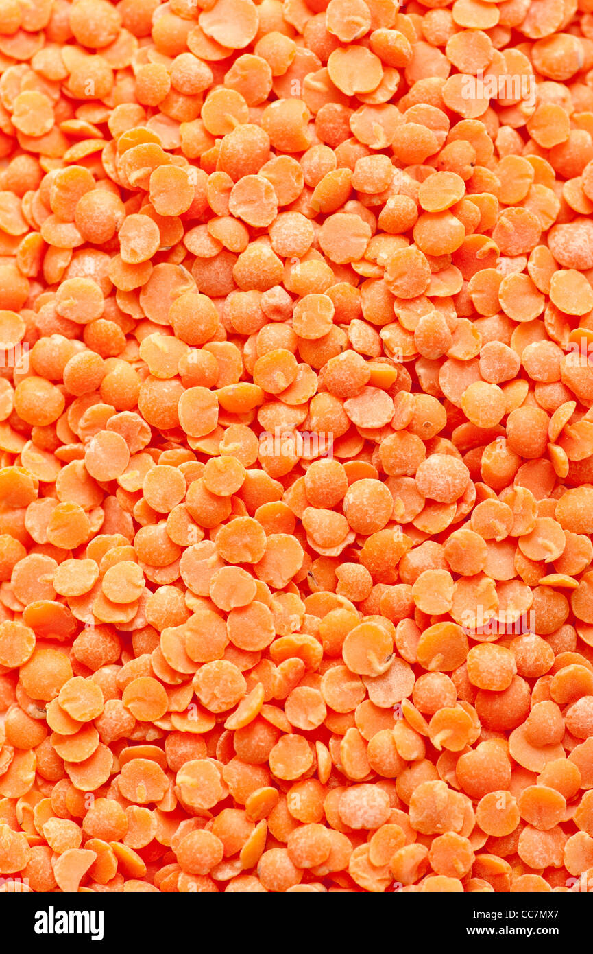 Close up of organic Red lentils Stock Photo