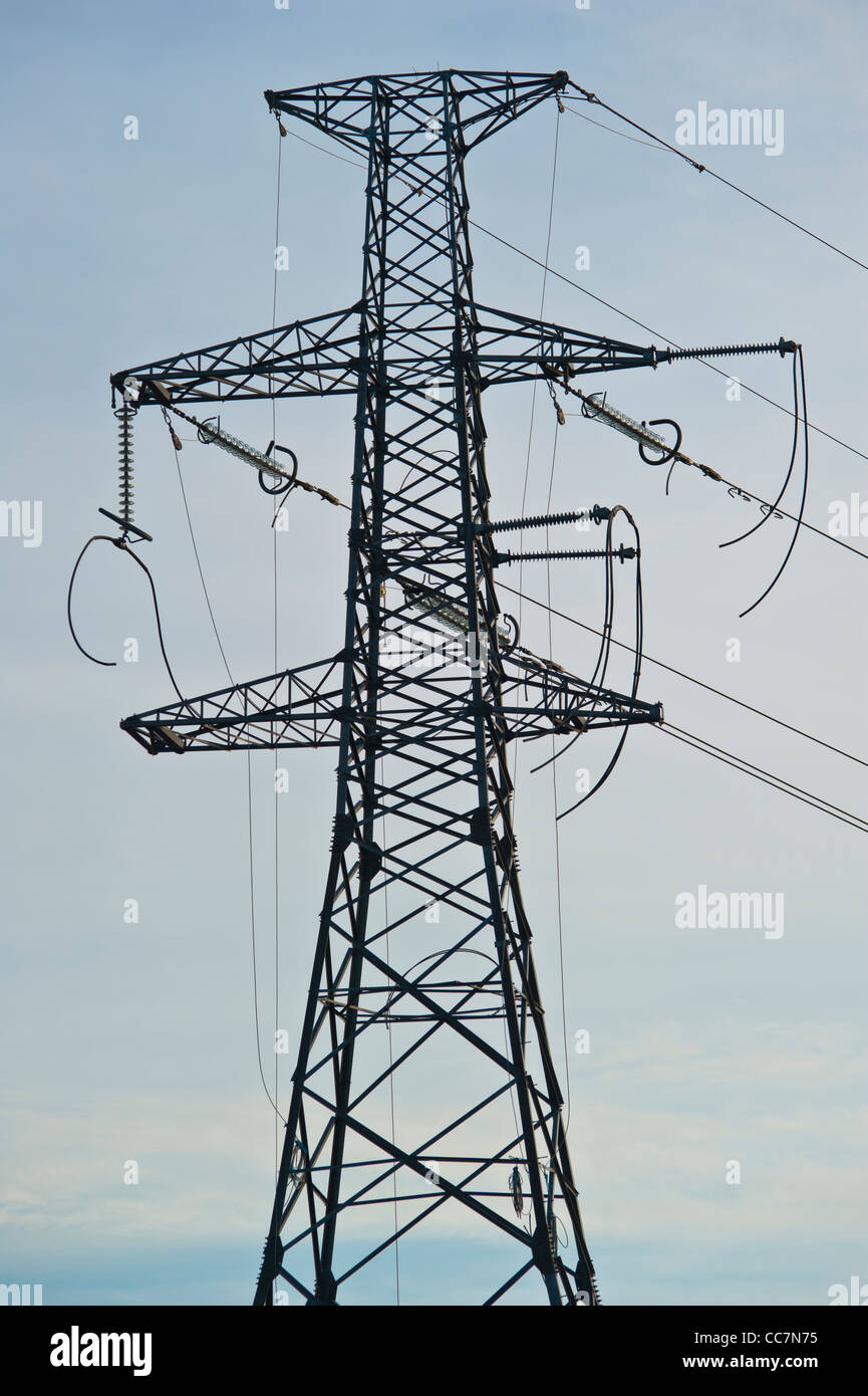 Power Pylon being dismantled Stock Photo