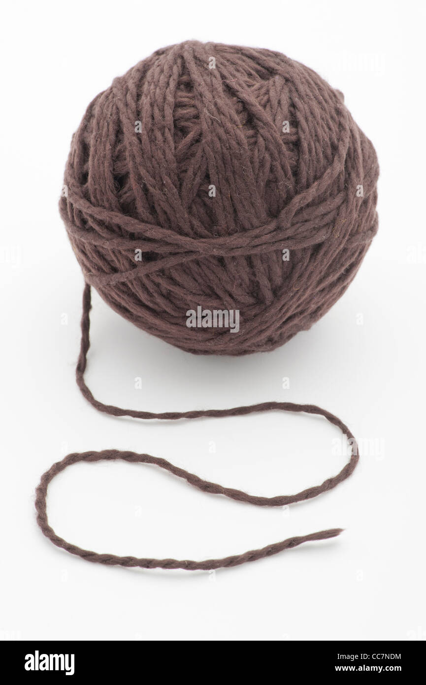 Ball of brown yarn Stock Photo