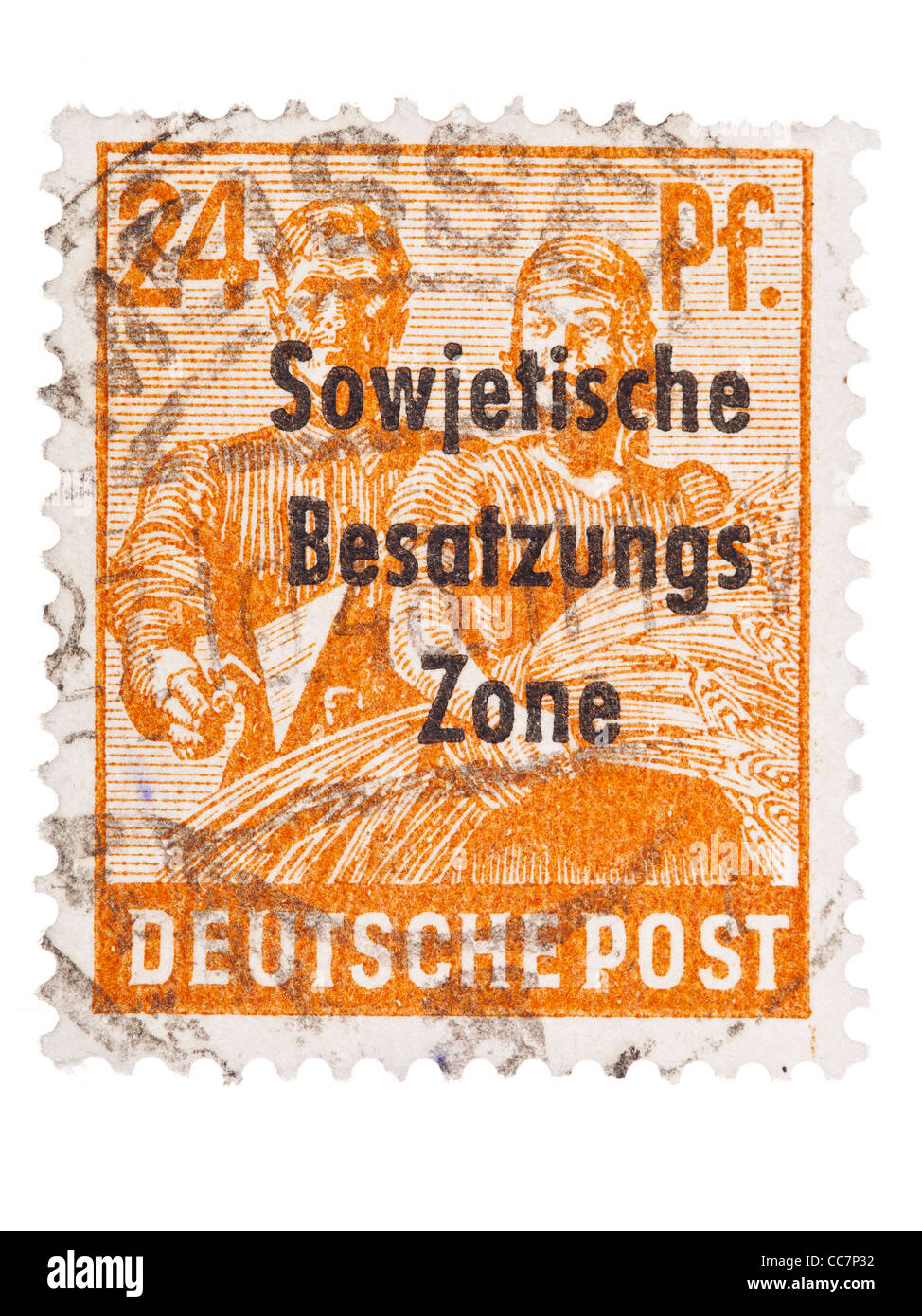 Postage stamp: Germany, Deutsche Post/ Soviet Occupation Zone, 1947, 24  pfennig, stamped Stock Photo - Alamy