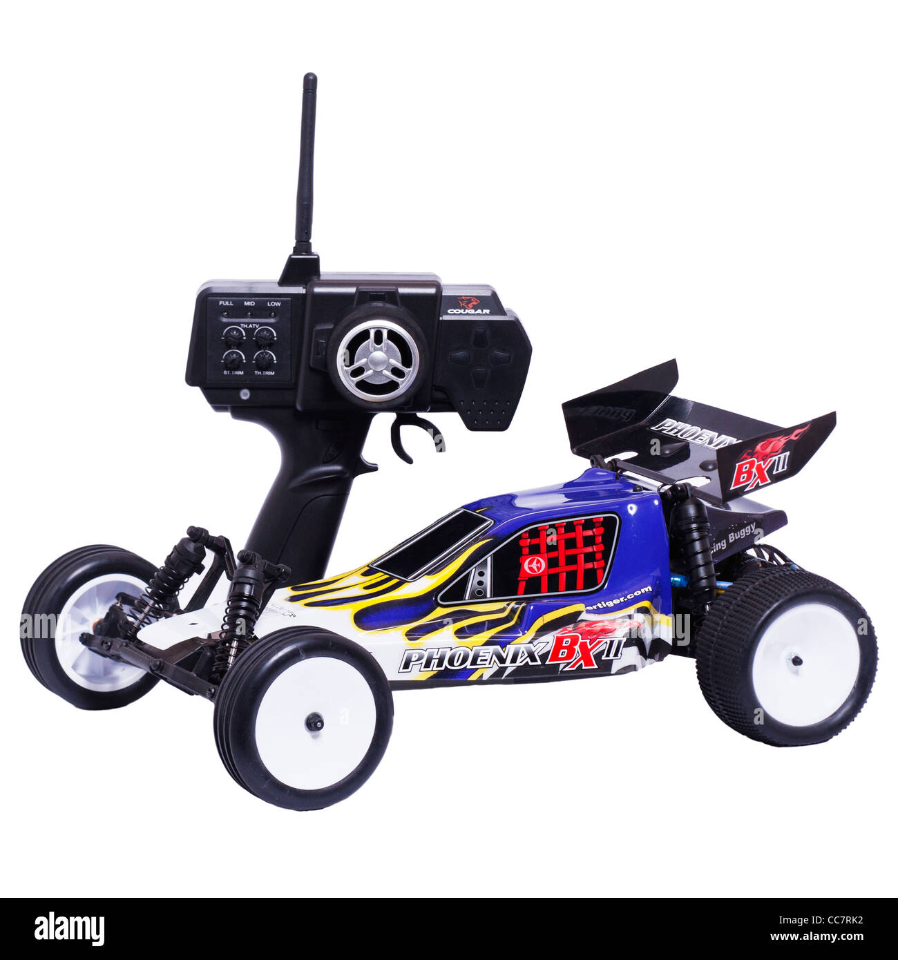 A radio controlled Phoenix BX off road buggy car on a white background Stock Photo