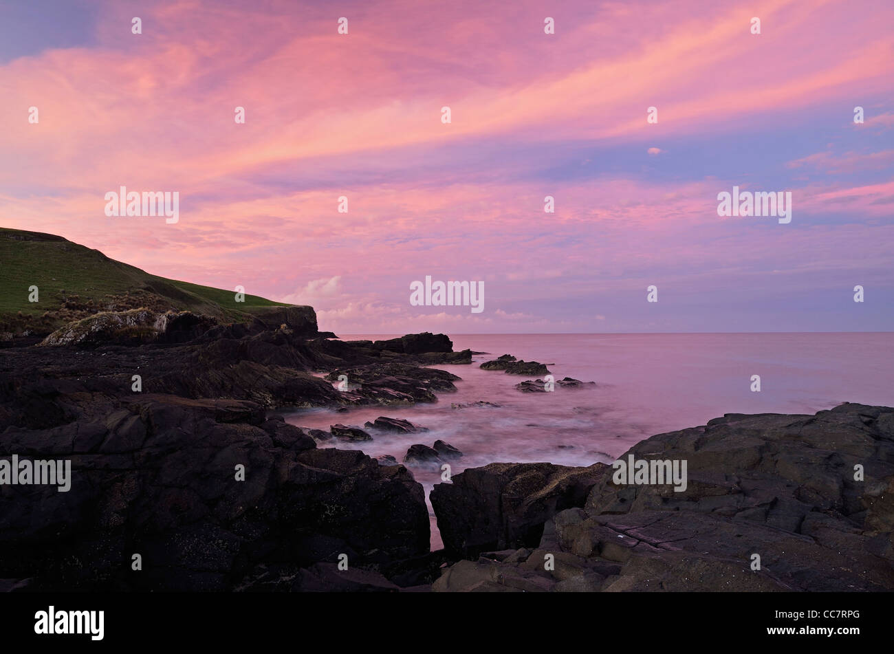 Shoreline at Sunset, Circular Head, Stanley, Tasmania, Australia Stock Photo