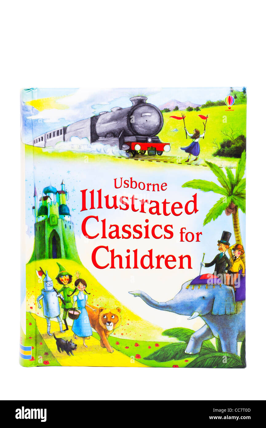 A book of illustrated classics for children from Usborne books on a white background Stock Photo