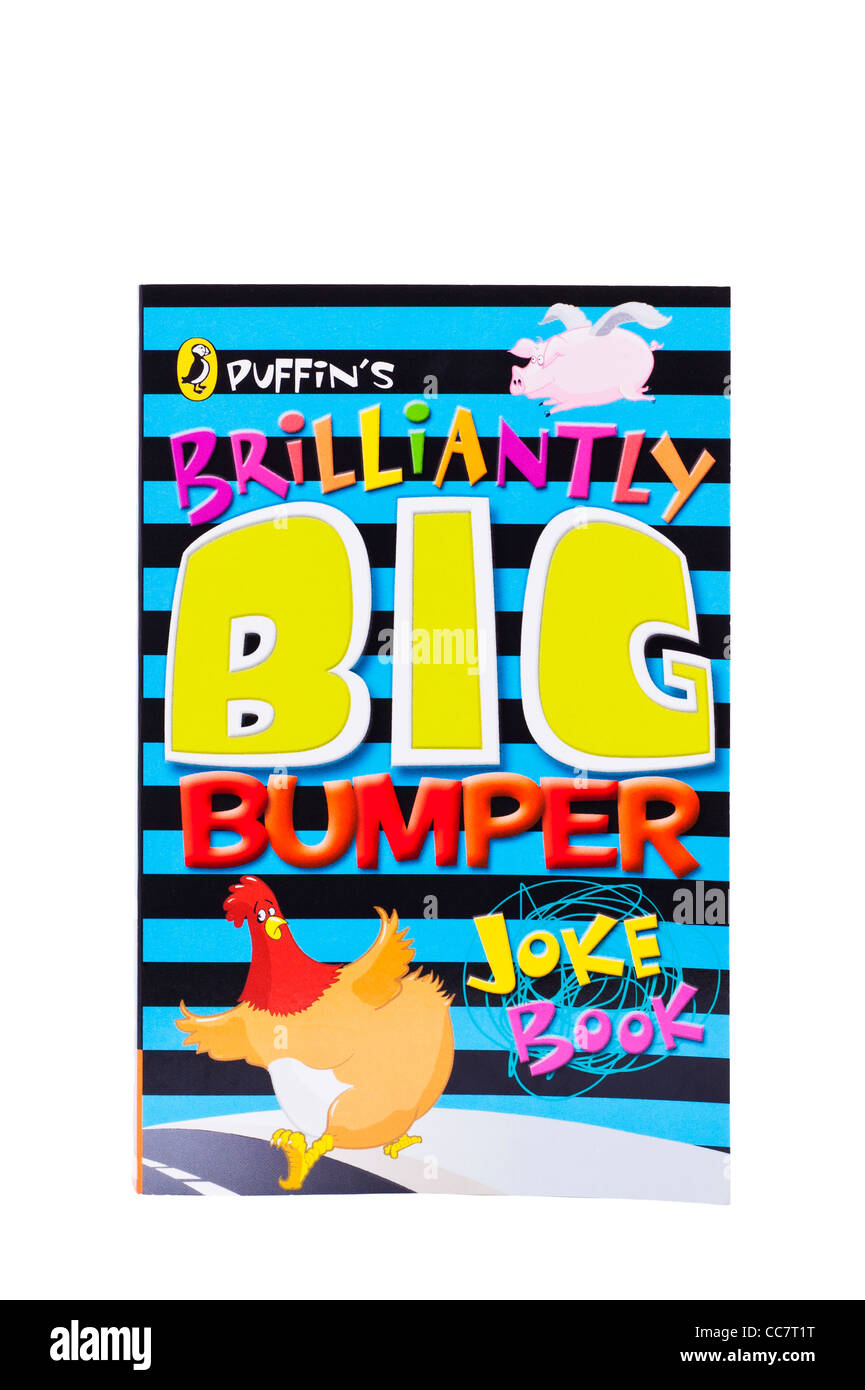 A Puffin book of jokes joke book on a white background Stock Photo