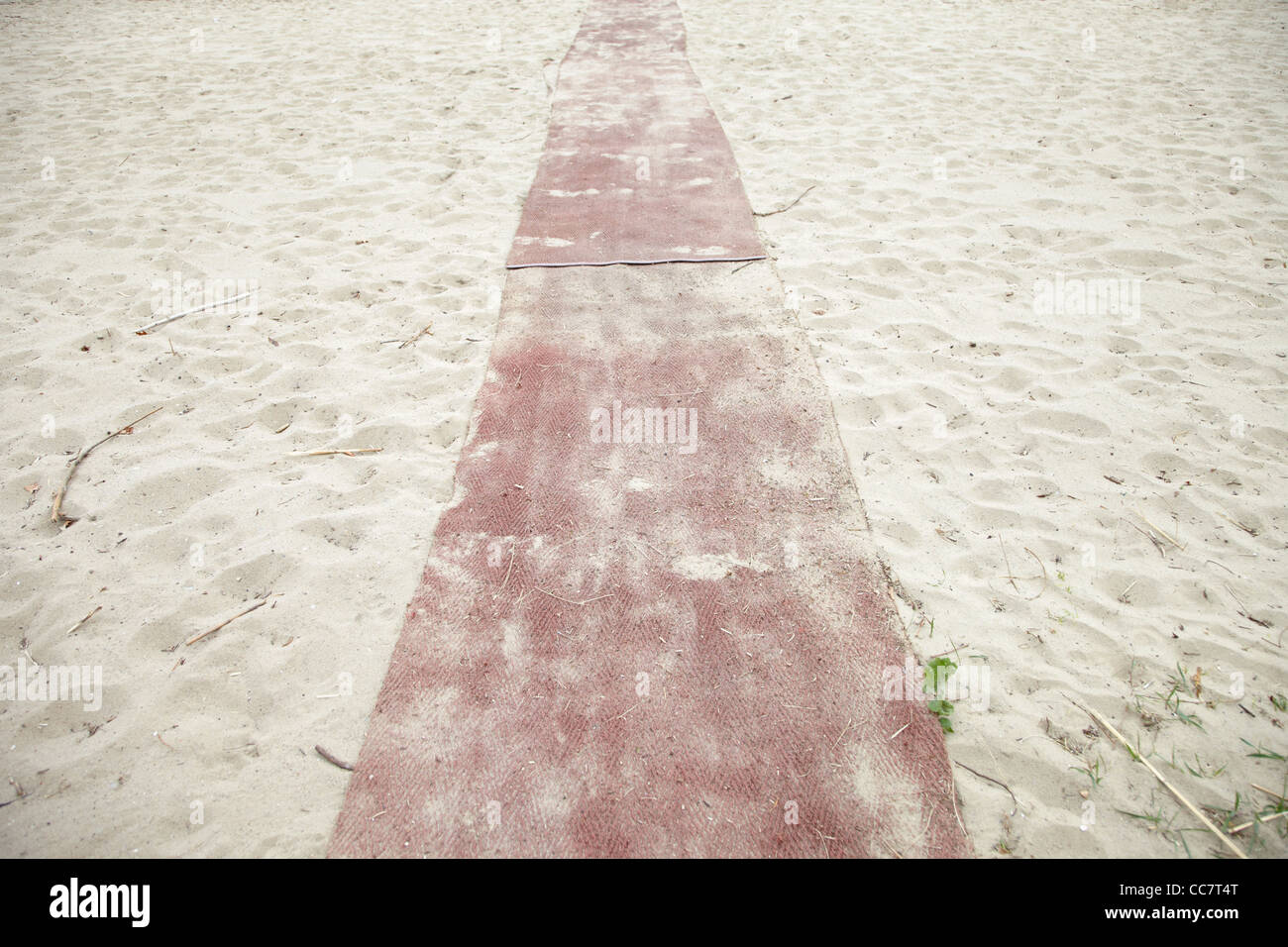 Red Carpet on Beach, Hamburg, Germany Stock Photo
