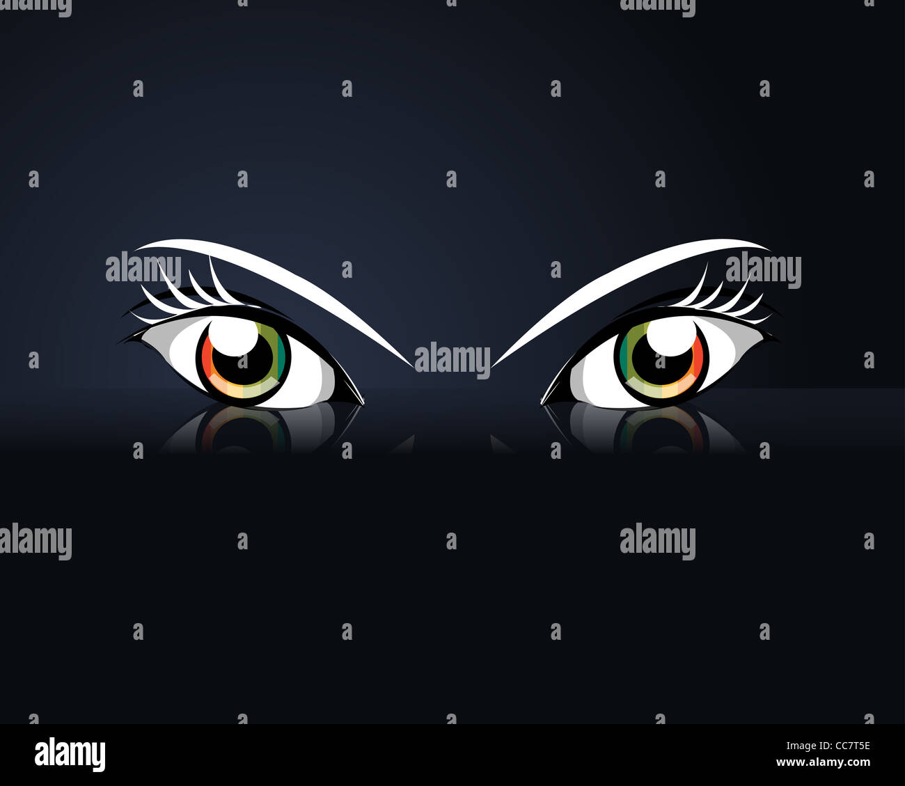 Cartoon eyes on black background Stock Photo - Alamy