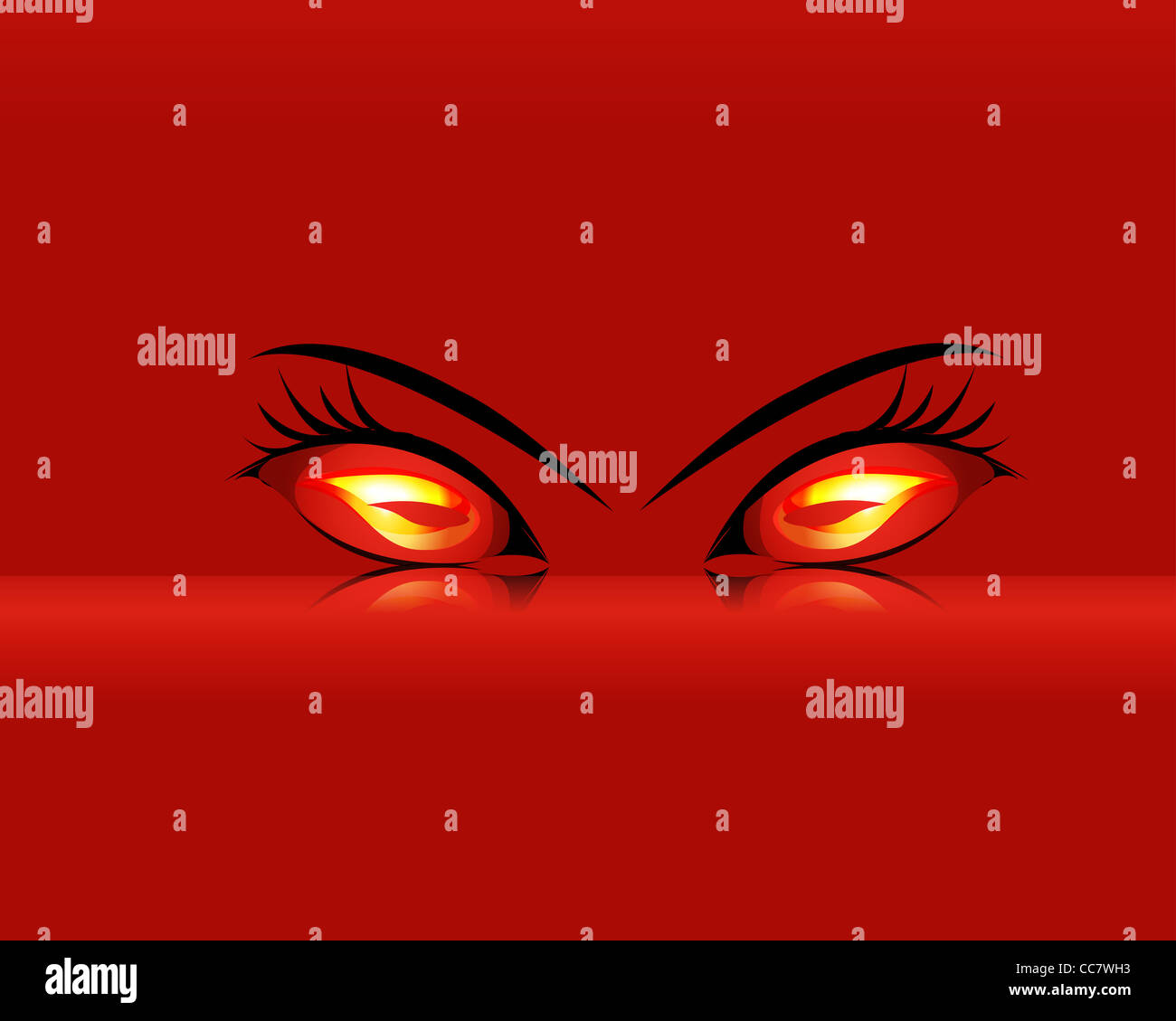 Cartoon inflammatory Evil eyes Stock Photo