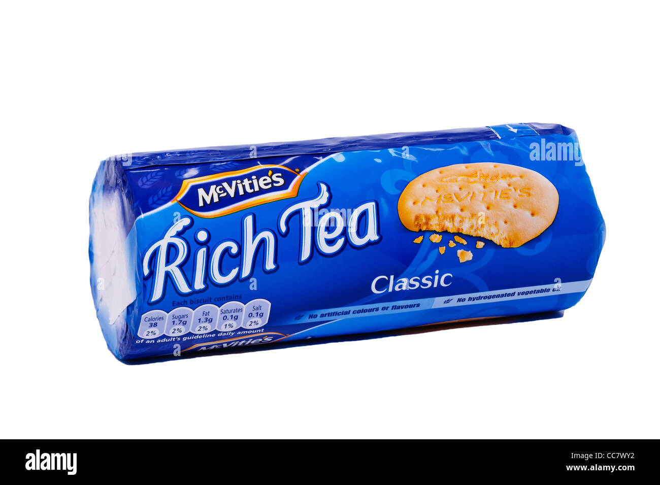 A packet of Mcvitie's rich tea biscuits on a white background Stock ...