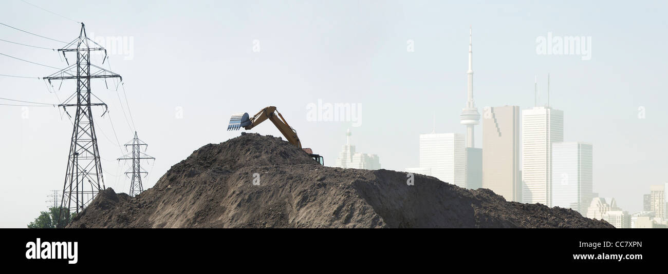 Land Reclamation Project with Toronto Skyline in Background, Toronto, Cananda Stock Photo