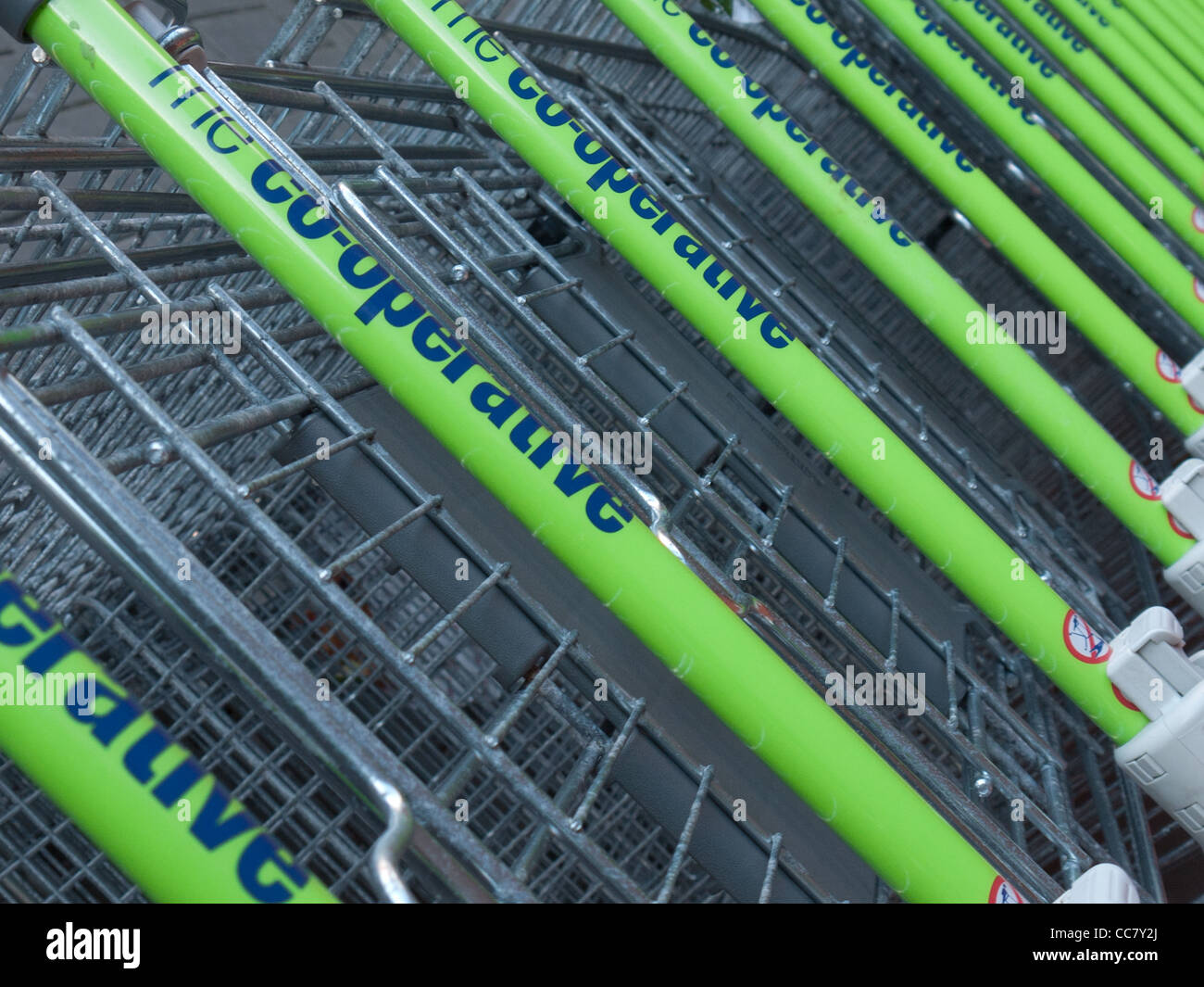 co-operative shopping trolleys Stock Photo