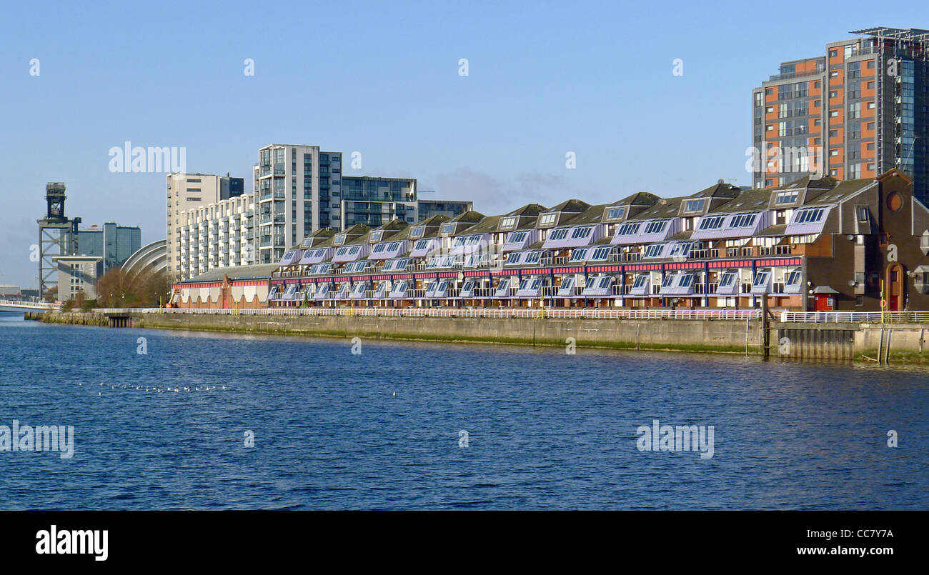 Lancefield Quay flats on the north bank of the River Clyde in Glasgow