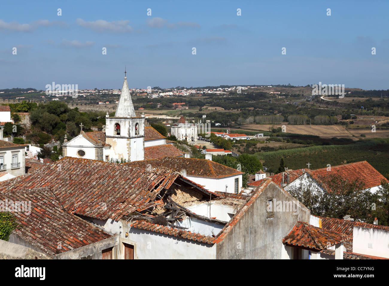 Rooftops in Obidos, Estremadura, Portugal. Stock Photo