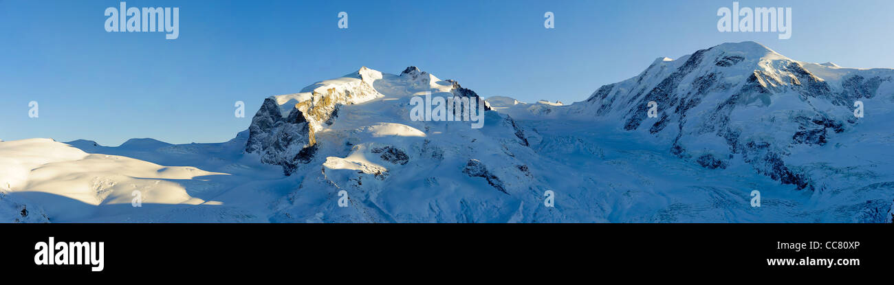 Monte Rosa and Lyskamm panorama, view form Gornergrat, ZErmatt ...