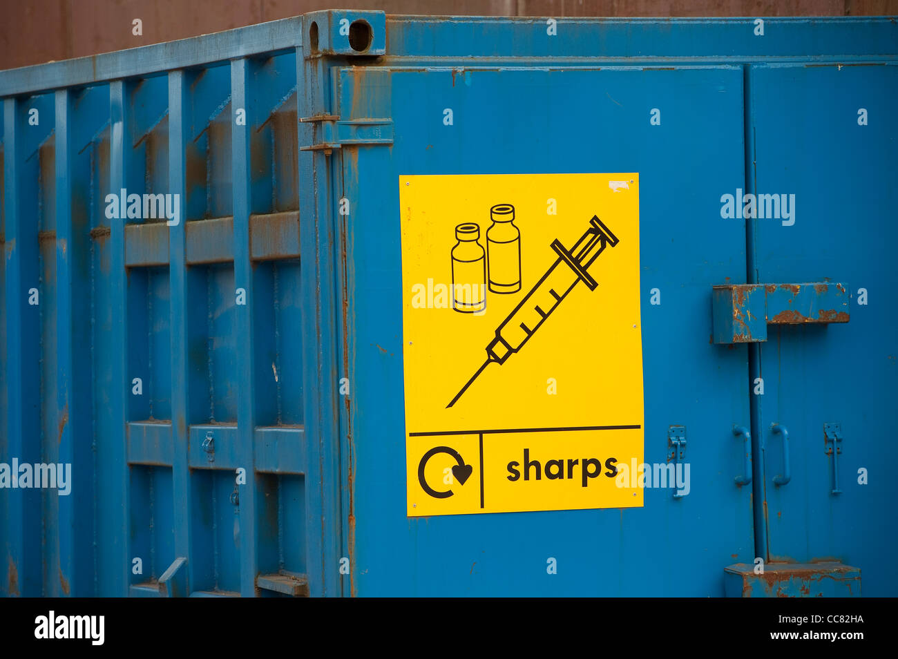 Large industrial waste container for the disposal of sharps and needles Stock Photo Alamy