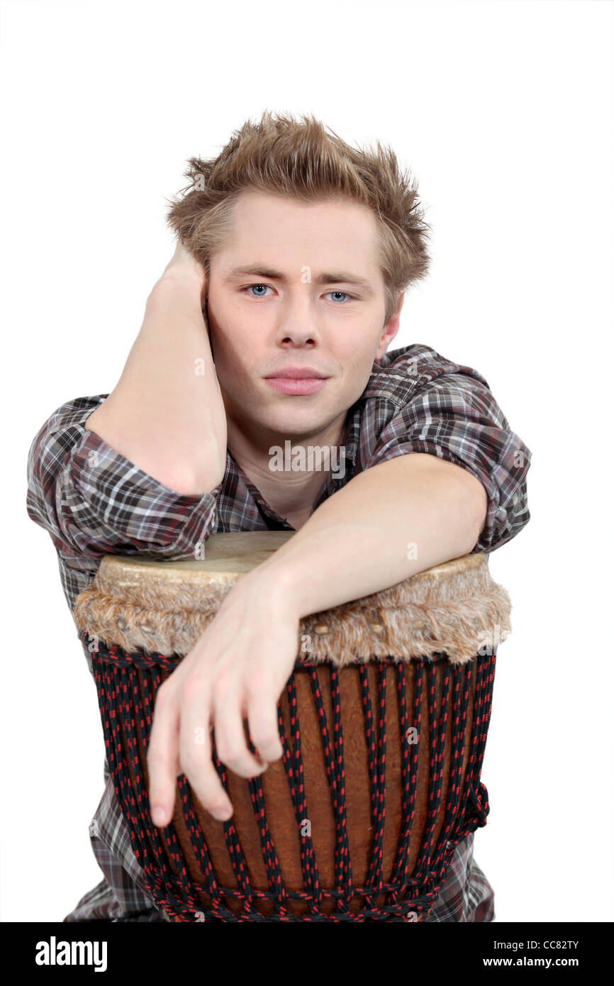 A man playing the drum. Stock Photo