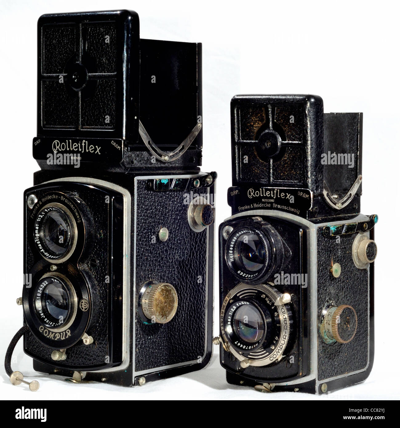 Mid 1930's Rolleiflex 622 6x6 and Baby Rolleiflex 4x4 Stock Photo