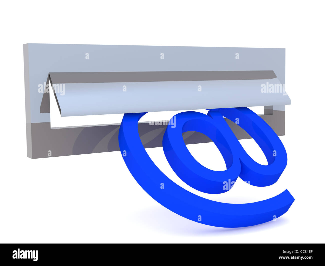 E-Mail Inbox over white background with blue alias sign Stock Photo