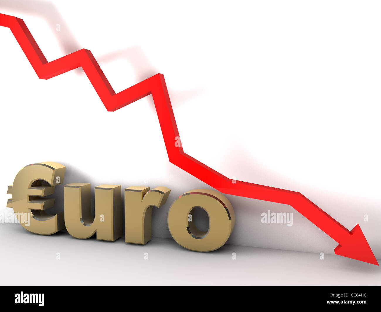 Euro chart is going down and hits the ground Stock Photo