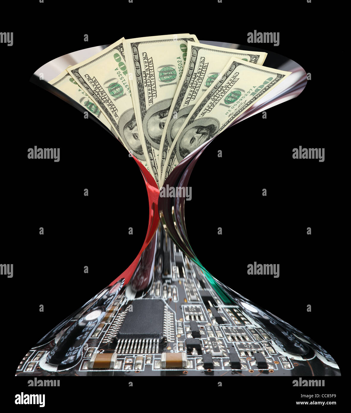 Dollar money and electronics industry. Business concepts Stock Photo