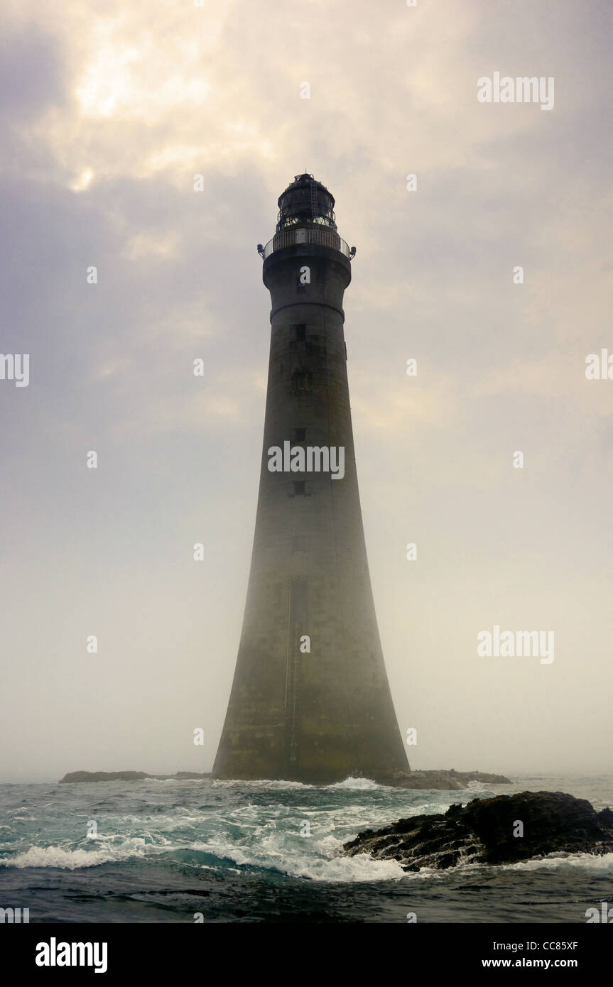 Chicken Rock Lighthouse in the fog, The Isle of Man Stock Photo Alamy