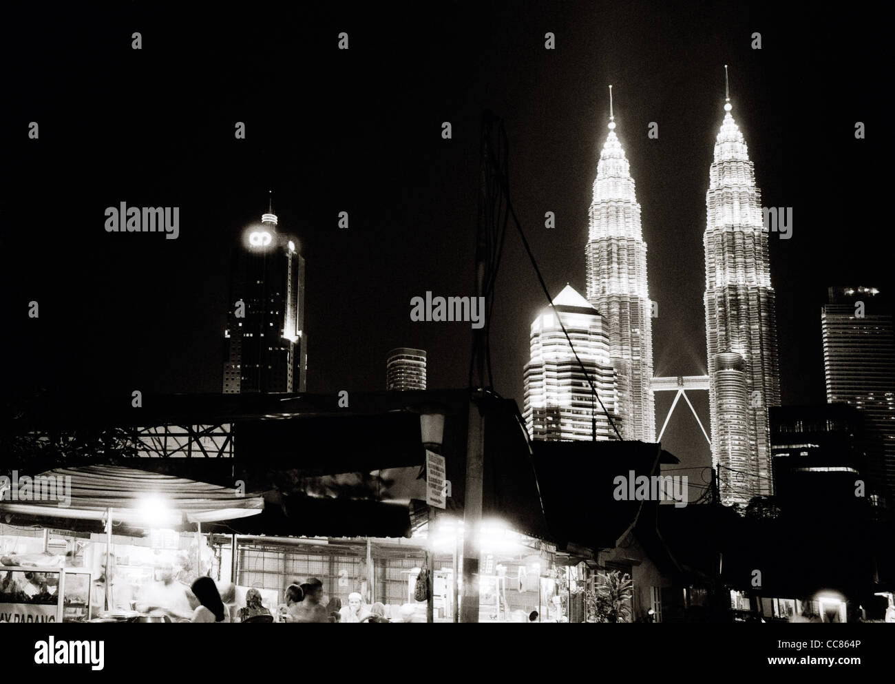 Sunset And Night Falls As The Petronas Towers Loom Over Kampung Baru In The City Of Kuala Lumpur In Malaysia In Far East Southeast Asia Cities Travel Stock Photo Alamy