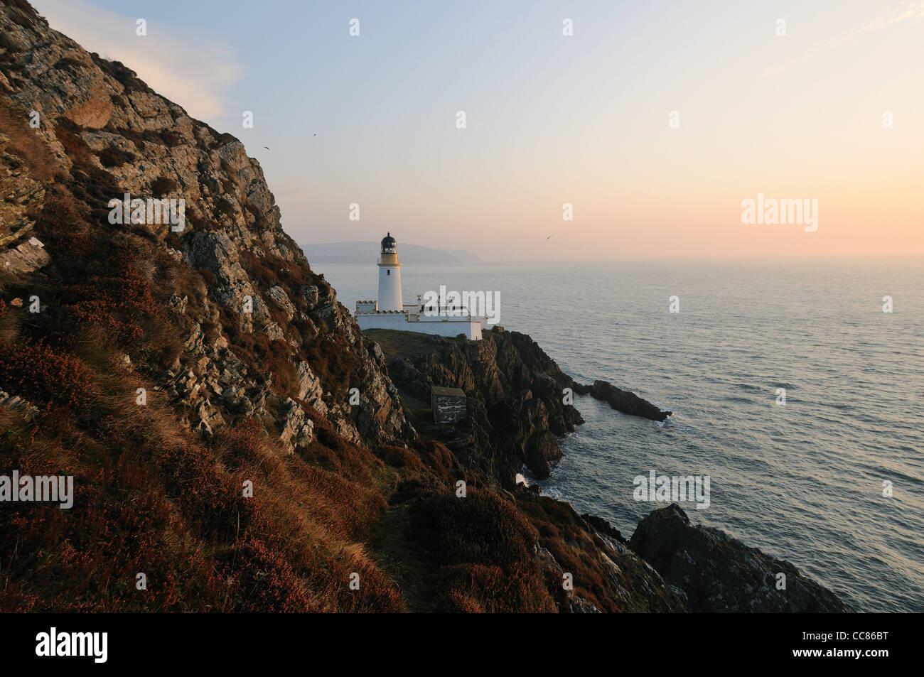 Douglas Head Lighthouse at dawn, The Isle of Man Stock Photo
