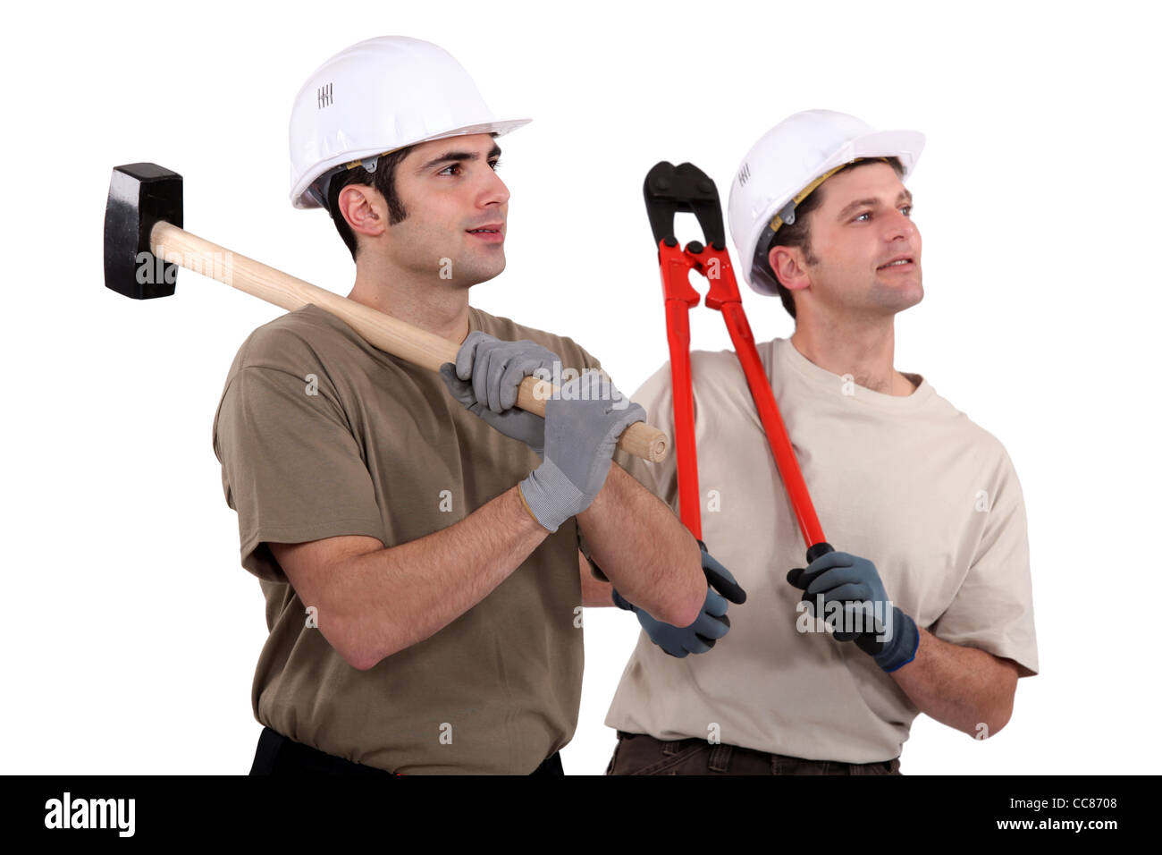 Two manual workers stood together Stock Photo Alamy