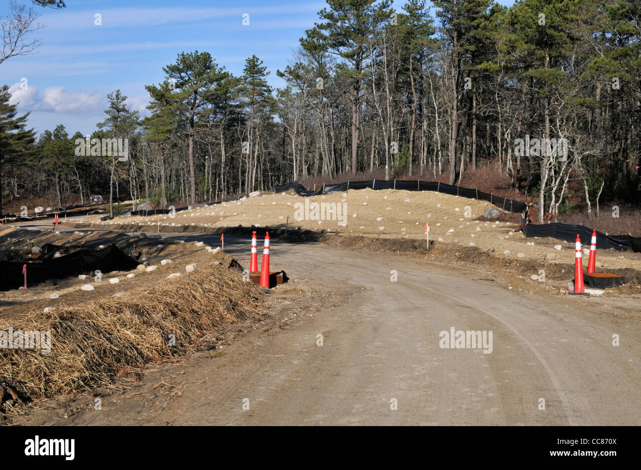 Construction site of a new roadway. USA. Stock Photo