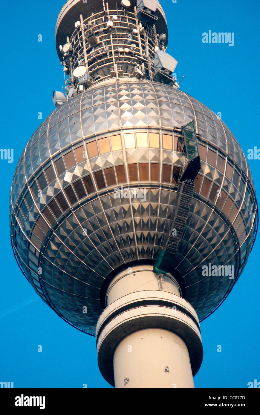 Television tower at the Alexanderplatz in Berlin. Stock Photo