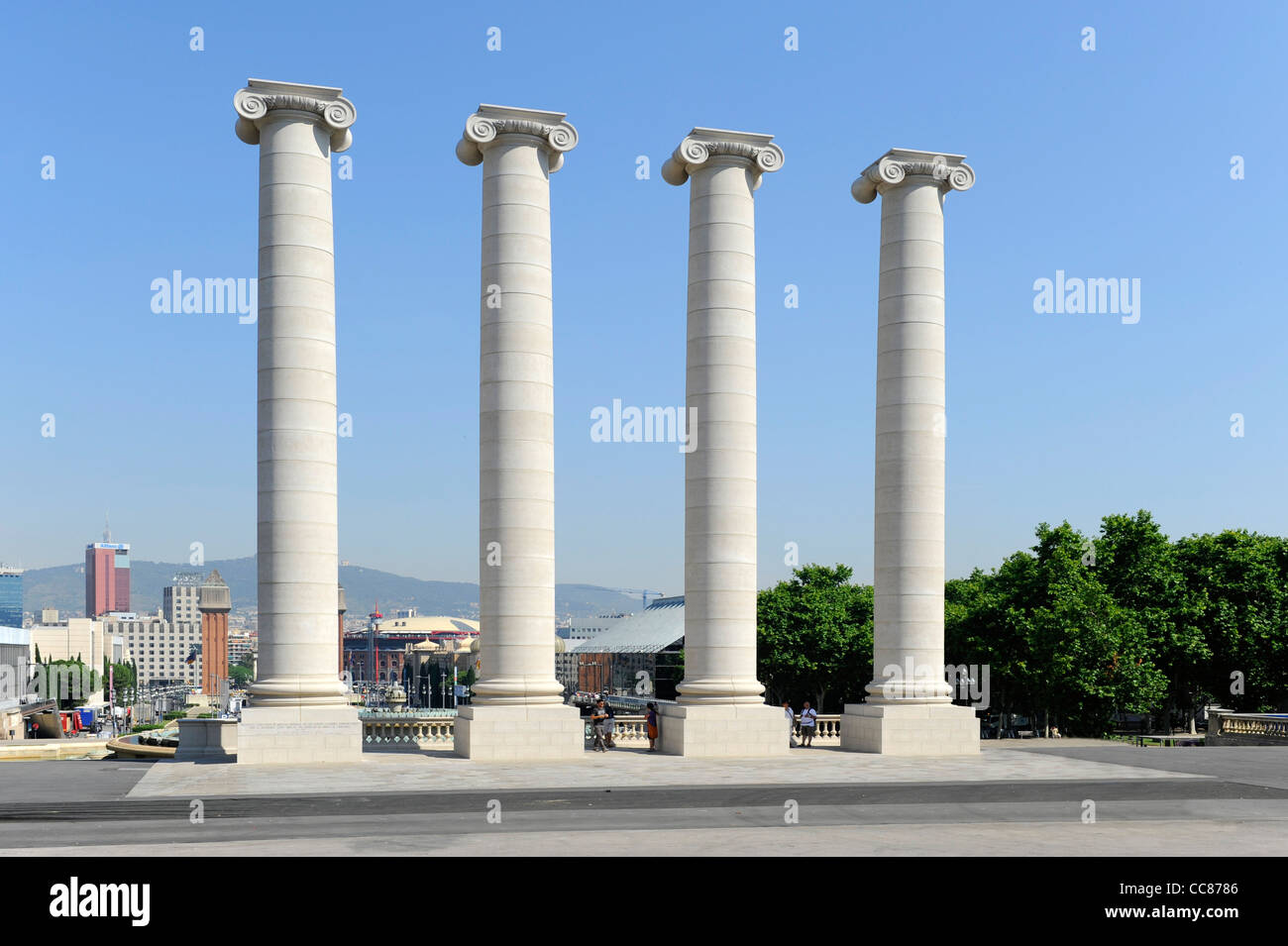 Four Columns Ionic Barcelona Spain Europe Catalonia Stock Photo