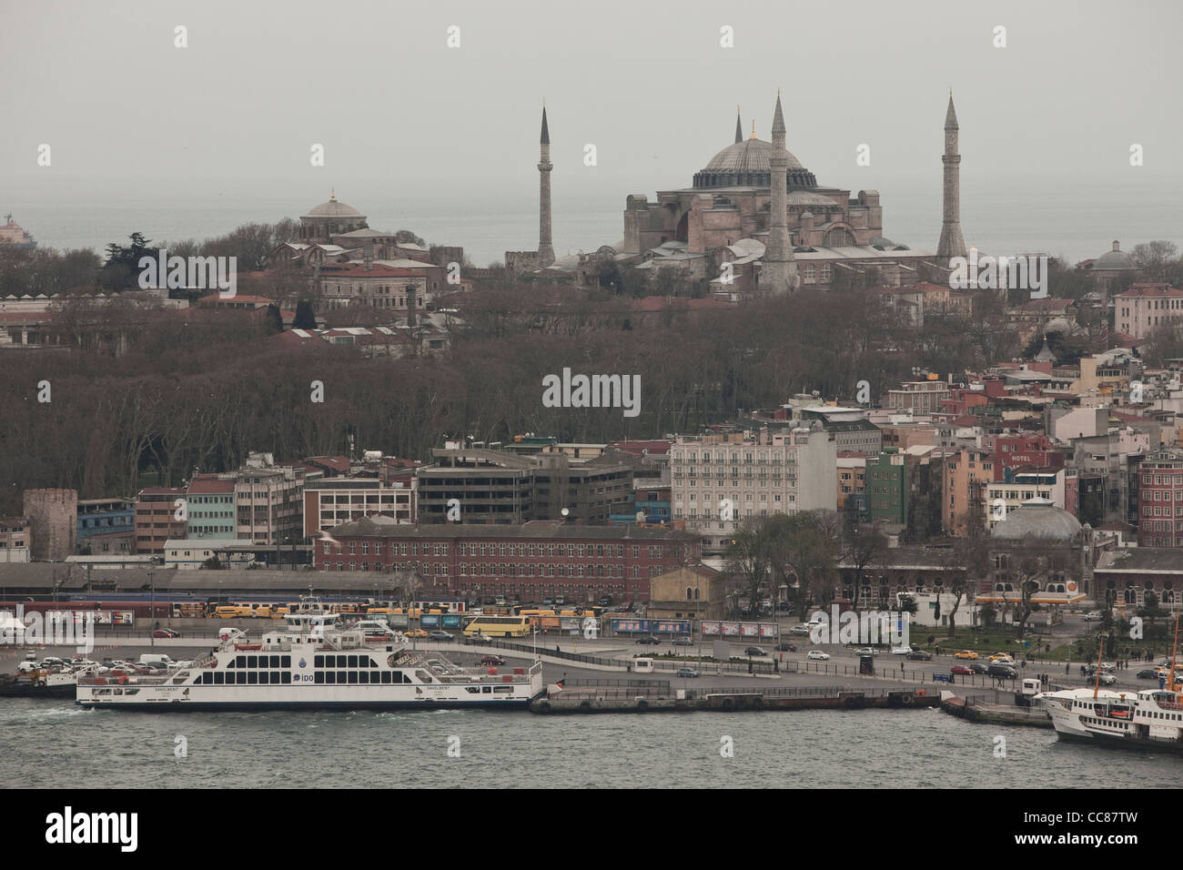 Aya Sofya as seen from Galata Tower - Istanbul. Stock Photo