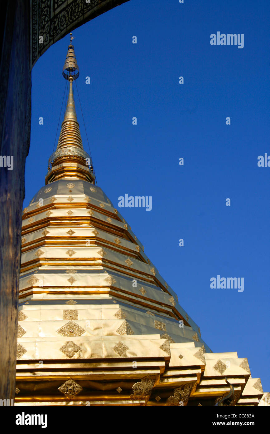 Wat Doi Suthep golden chedi. Chiang Mai, Thailand. Stock Photo