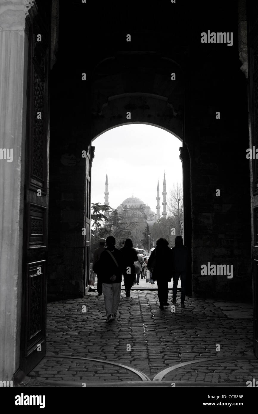 Blue Mosque as viewed from Gates of Topkapi Palace. Stock Photo