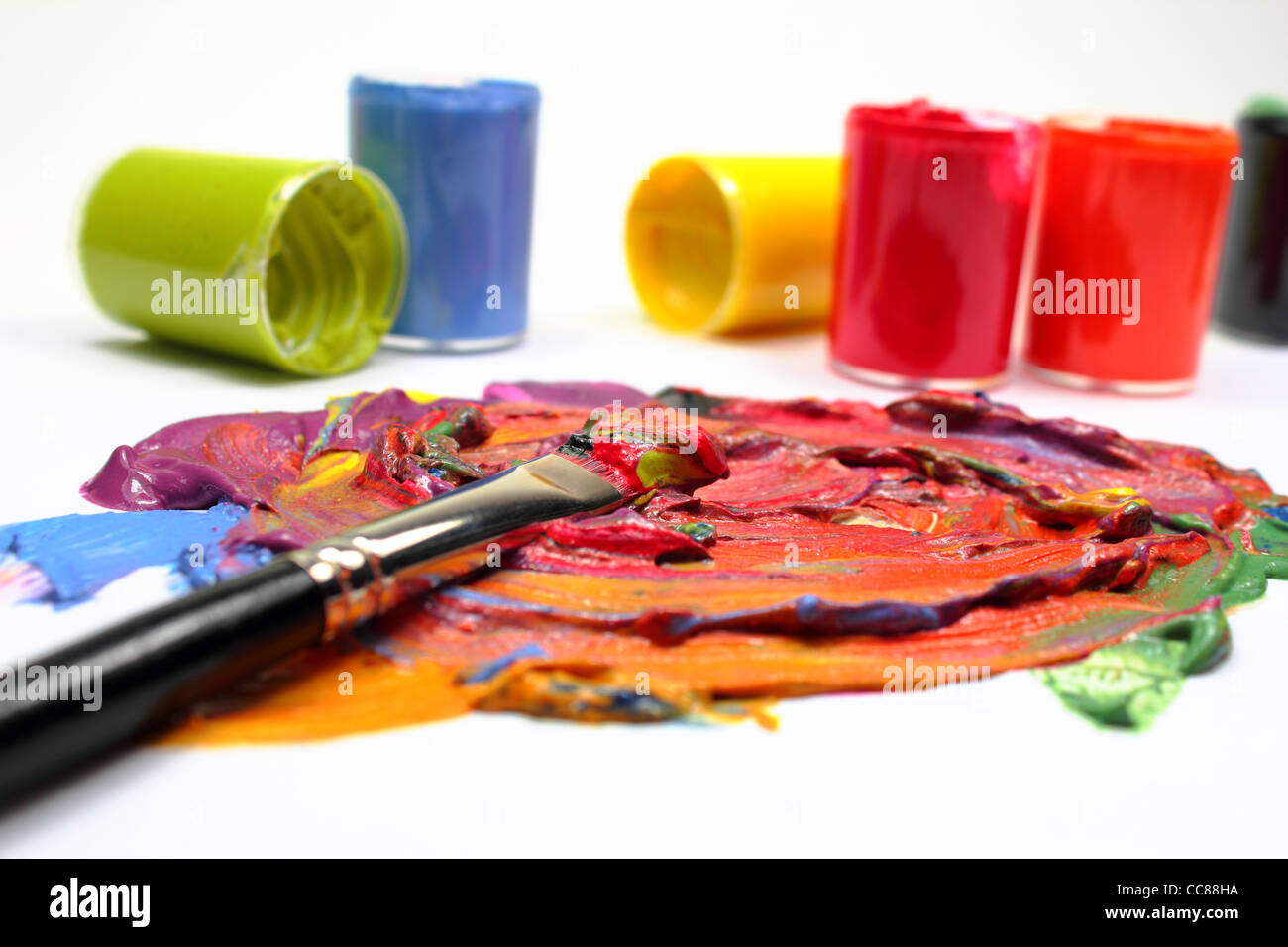 Color paint with brush Stock Photo