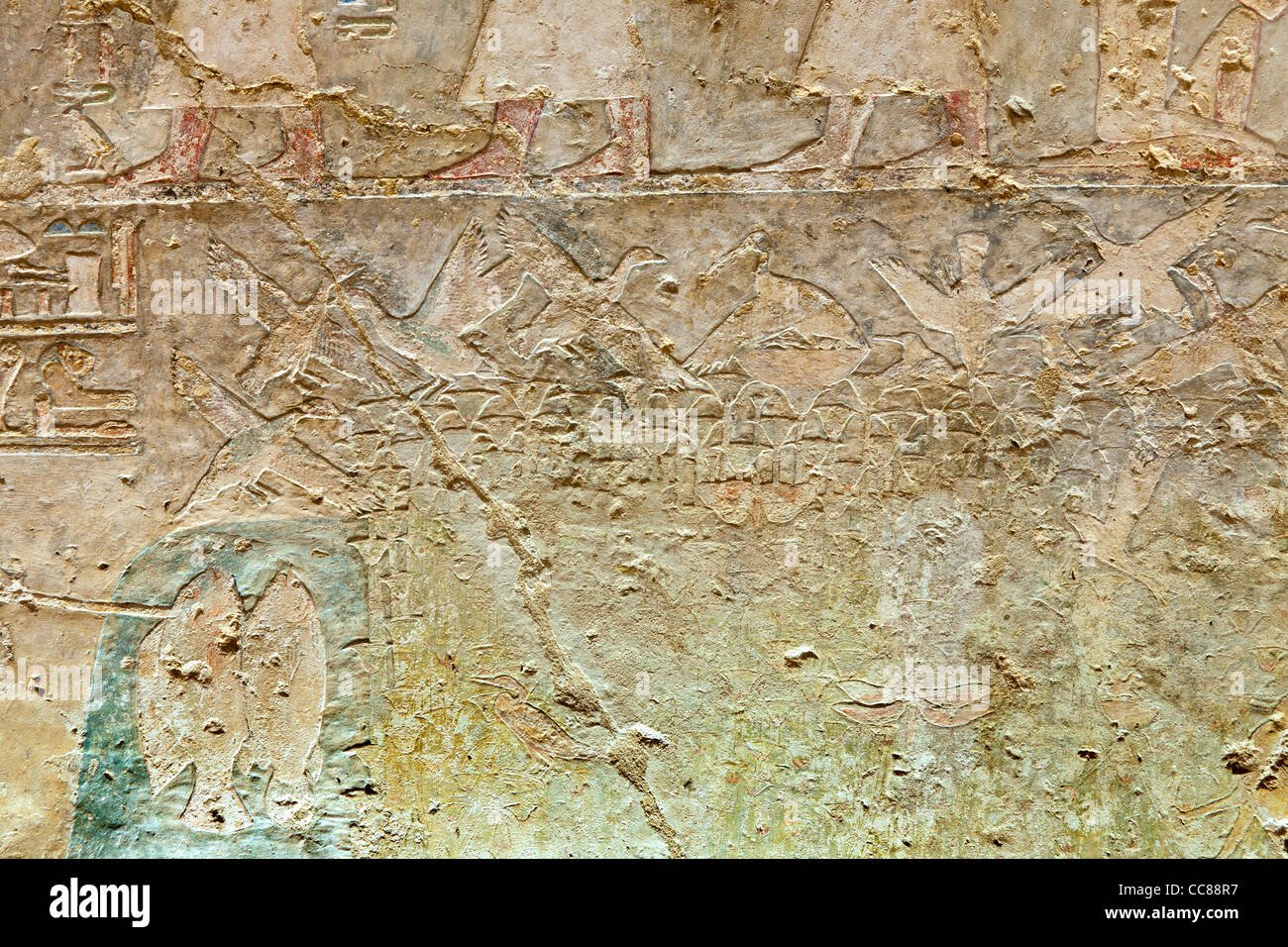 Reliefs in the Middle Kingdom tomb of Senbi Son of Ykh Hotep at Meir , North West of Asyut in Middle Egypt Stock Photo
