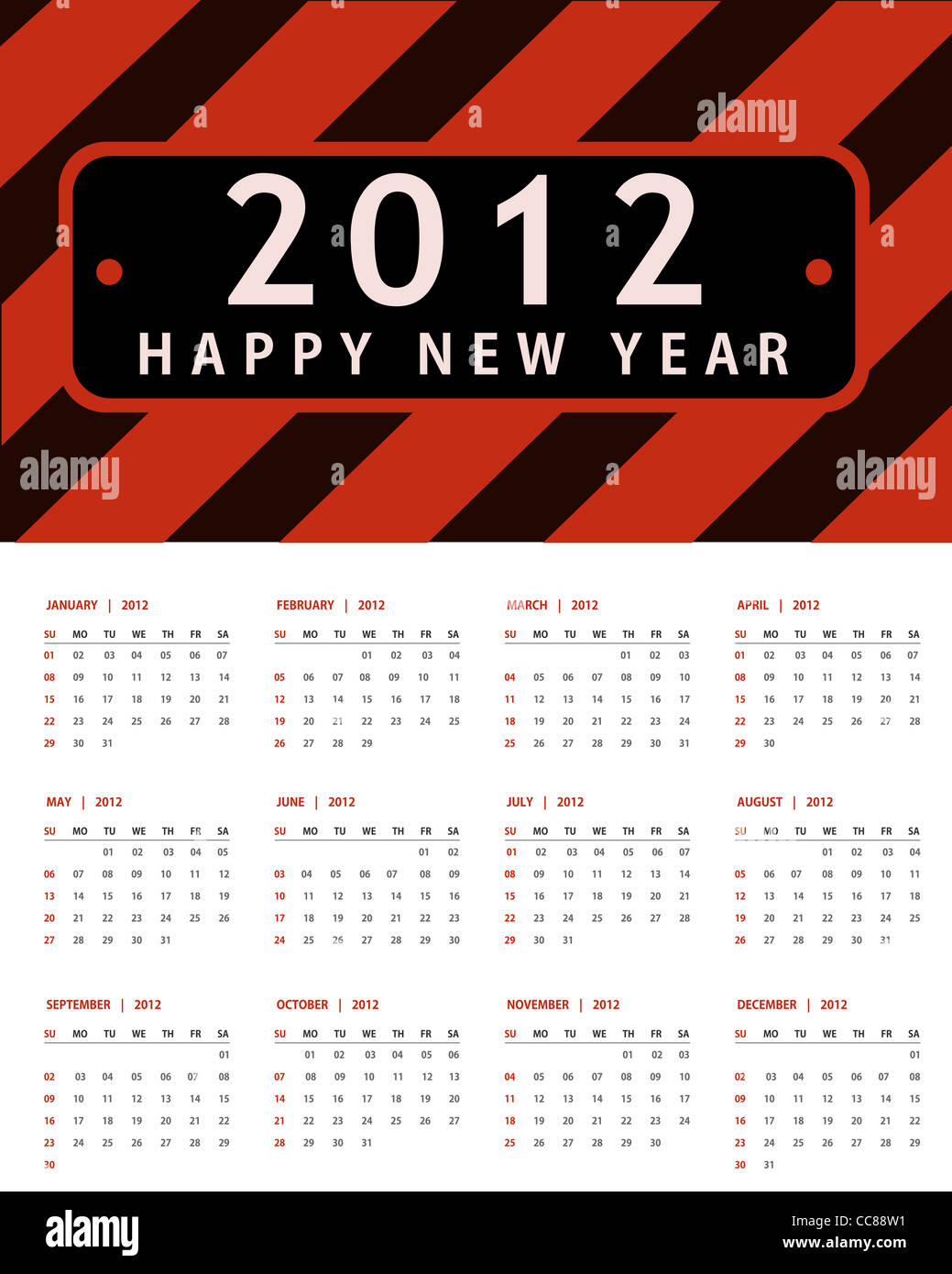 New Year 12 Calendar And Conceptual Banner For New Year Stock Photo Alamy
