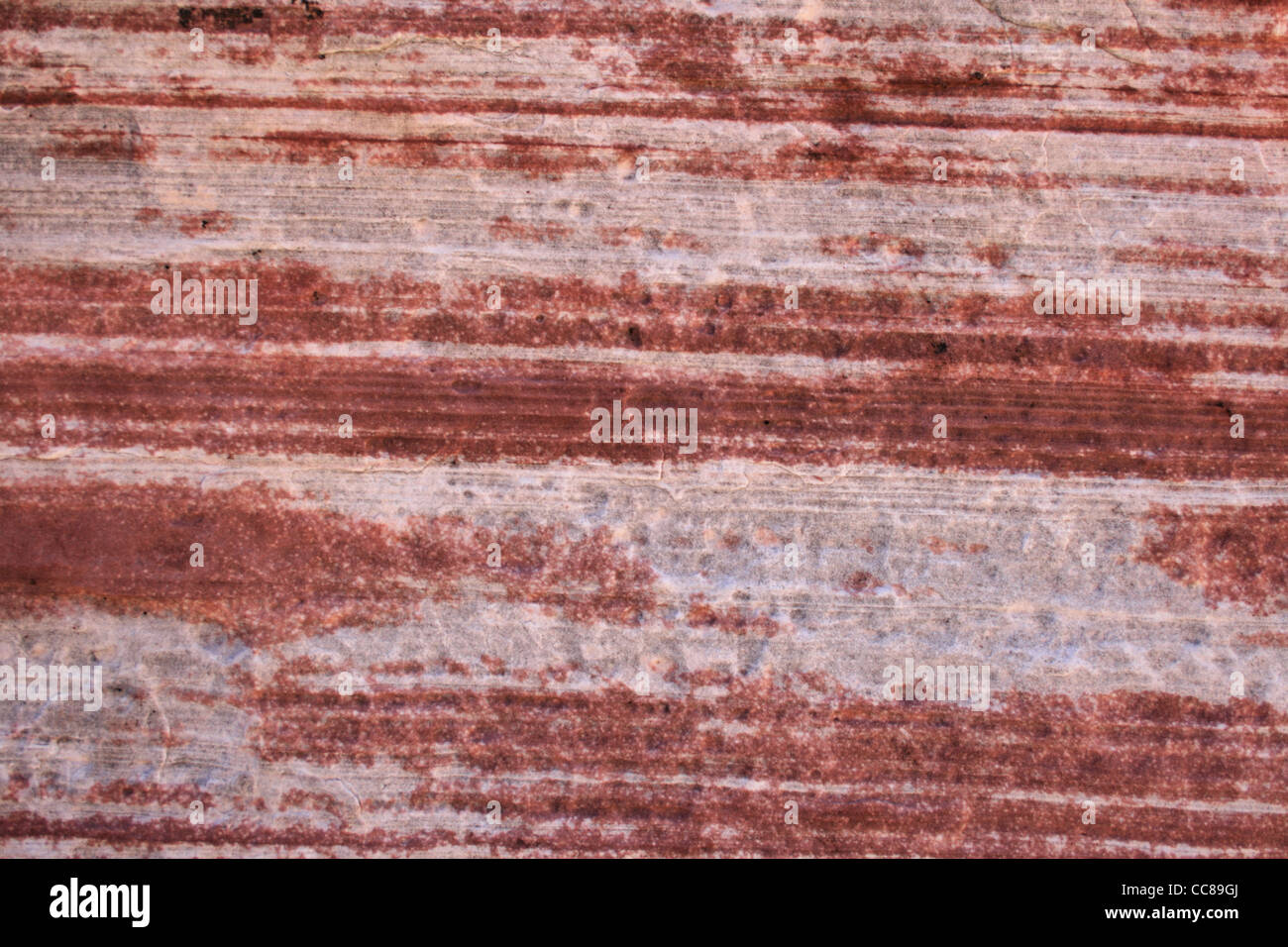 red and white horizontal sandstone layers Stock Photo