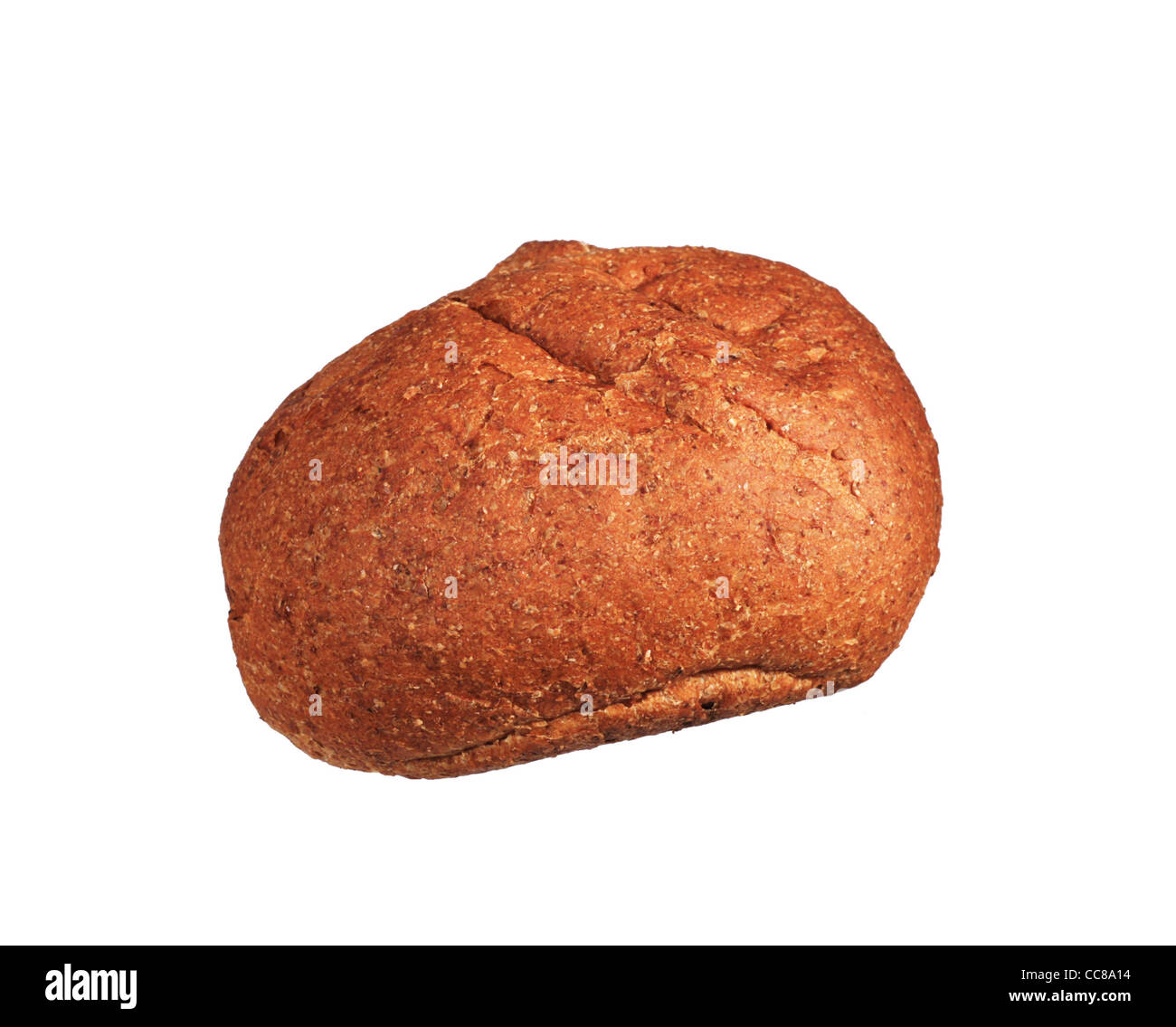 whole wheat dinner roll isolated on white Stock Photo